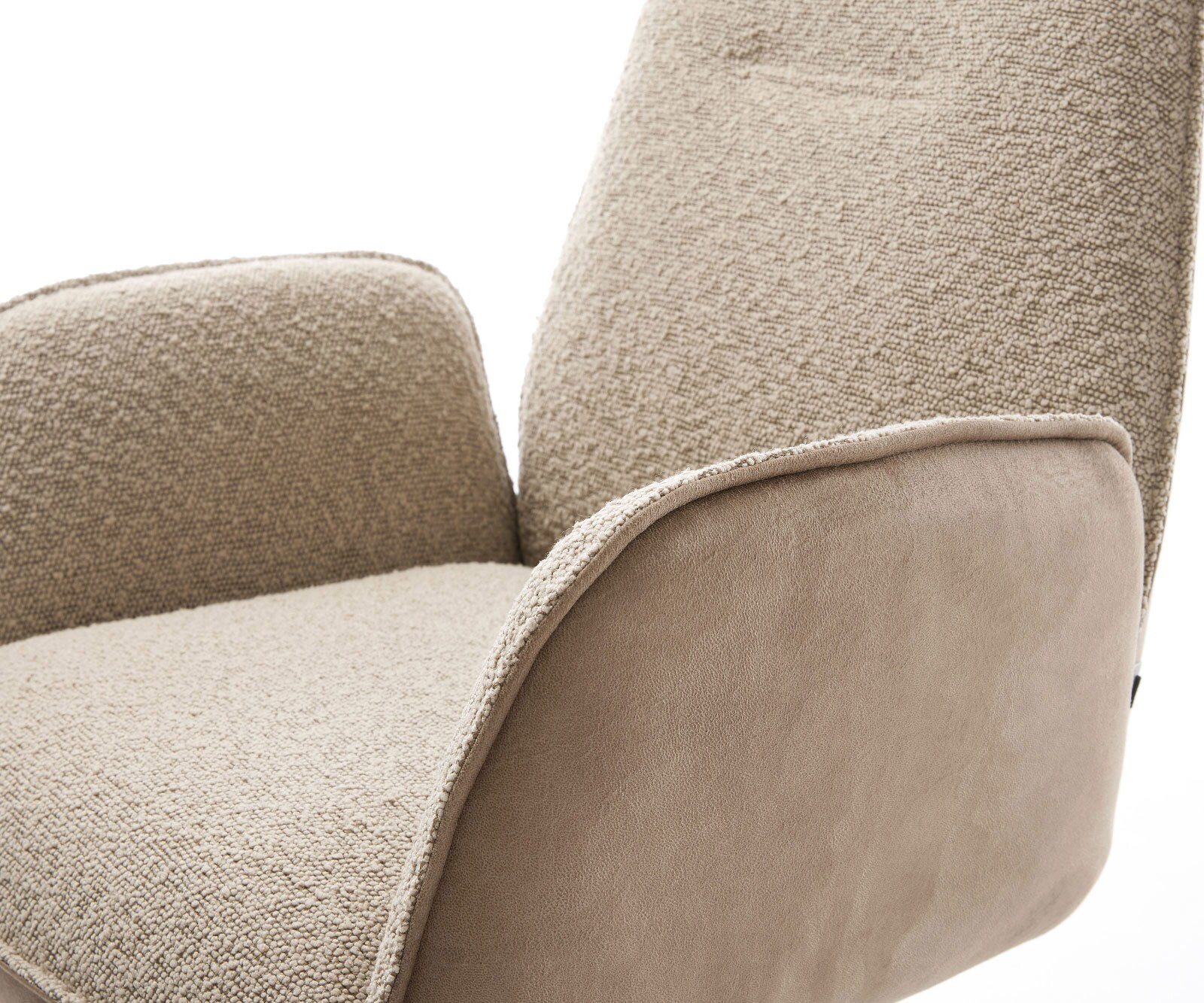 Chaise-pivotante Zoa-Flex tissu mixte couleur boue pied croisé conique acier inoxydable brossé pivotement sur 180° ressorts ensachés 3
