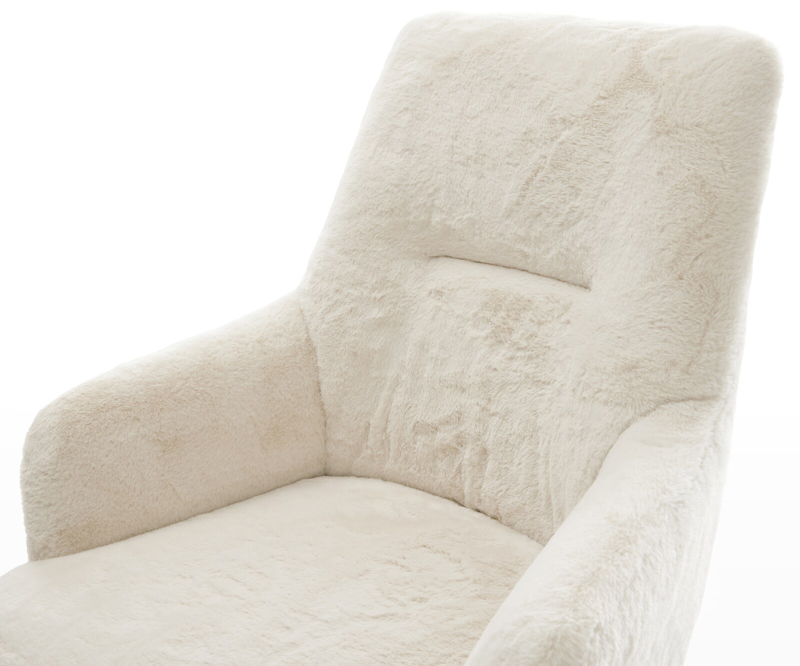Esszimmerstuhl Zelia-Flex mit Armlehnen Plüsch Creme-Weiß 4-Fuß konisch Schwarz Taschenfederkern 4