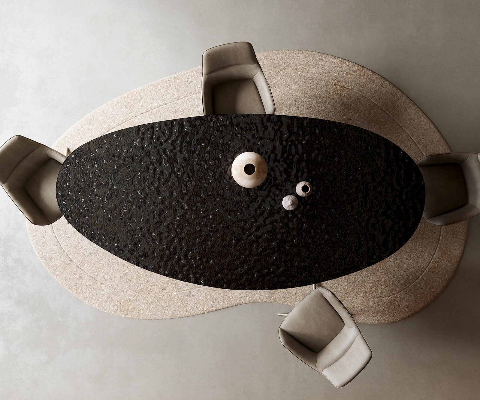 Esstisch Edge Oval 280x130 Reliefglas Rauchschwarz 3D-Design Zenthara kantig Metall Effektfinish Titan 5 Esstisch Edge Oval 280x130 Reliefglas Rauchschwarz 3D-Design Zenthara kantig Metall Effektfinish Titan 5