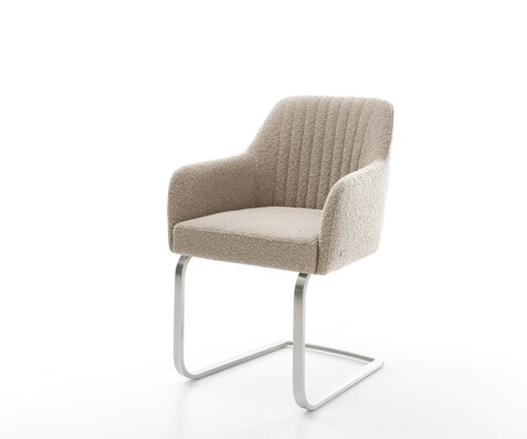 Freischwinger Greg-Flex Bouclé Schlamm Freischwinger flach Edelstahl Taschenfederkern