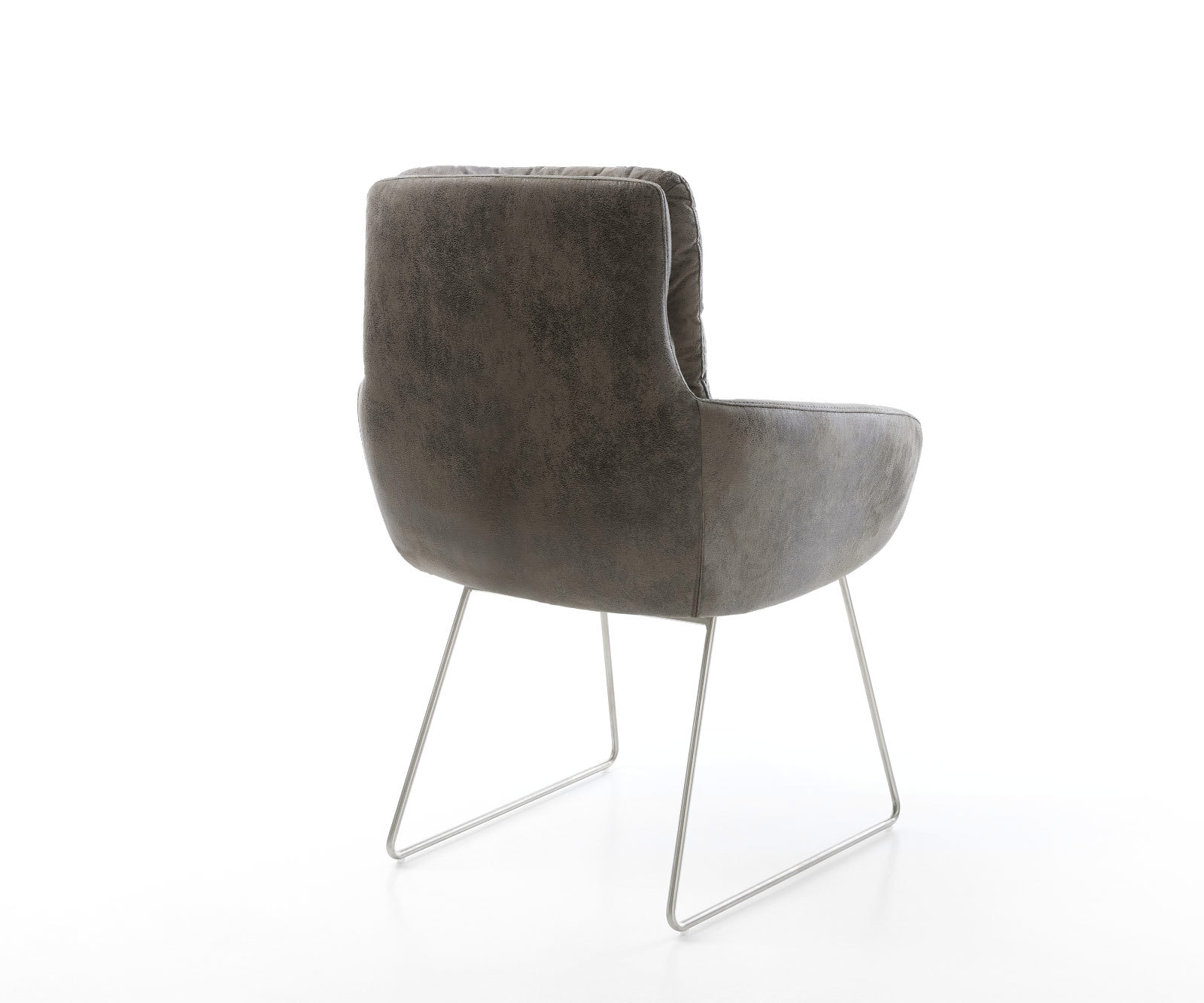 Esszimmerstuhl Abelia-Flex mit Armlehnen Mikrofaser Grau Antik Kufengestell Edelstahl 4 Esszimmerstuhl Abelia-Flex mit Armlehnen Mikrofaser Grau Antik Kufengestell Edelstahl 4