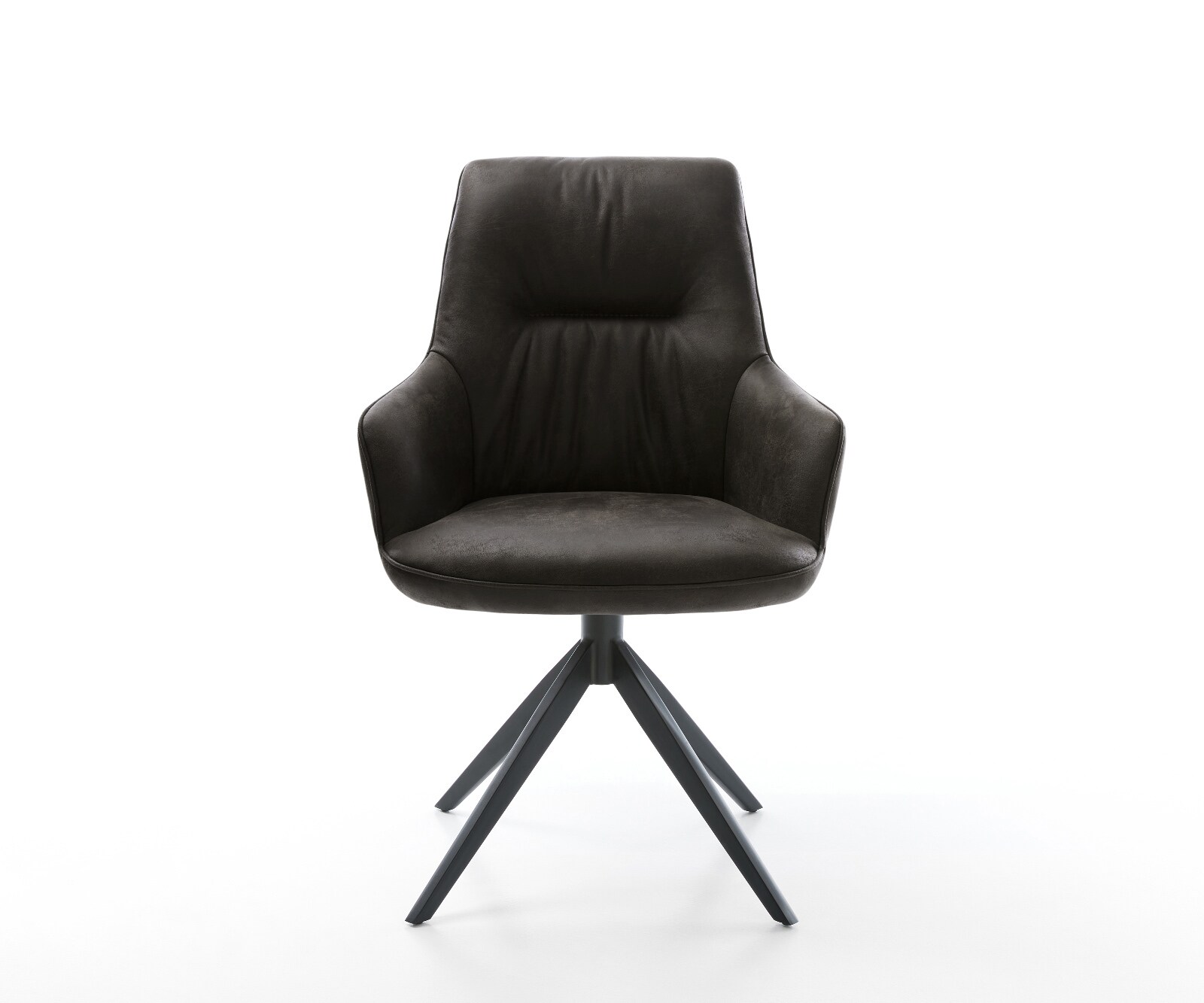 Chaise-pivotante Zelia-Flex avec accoudoirs microfibre antracite vintage pied croisé large noir pivotement sur 360° fonction bascule ressorts ensachés 2