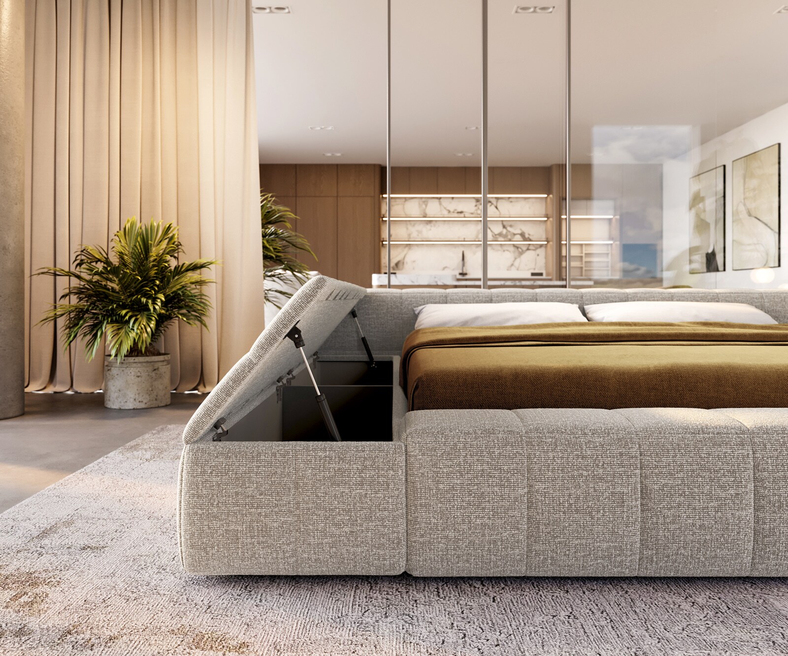 Polsterbettgestell Espazio 180x200 cm Webstoff Soft Beige 6