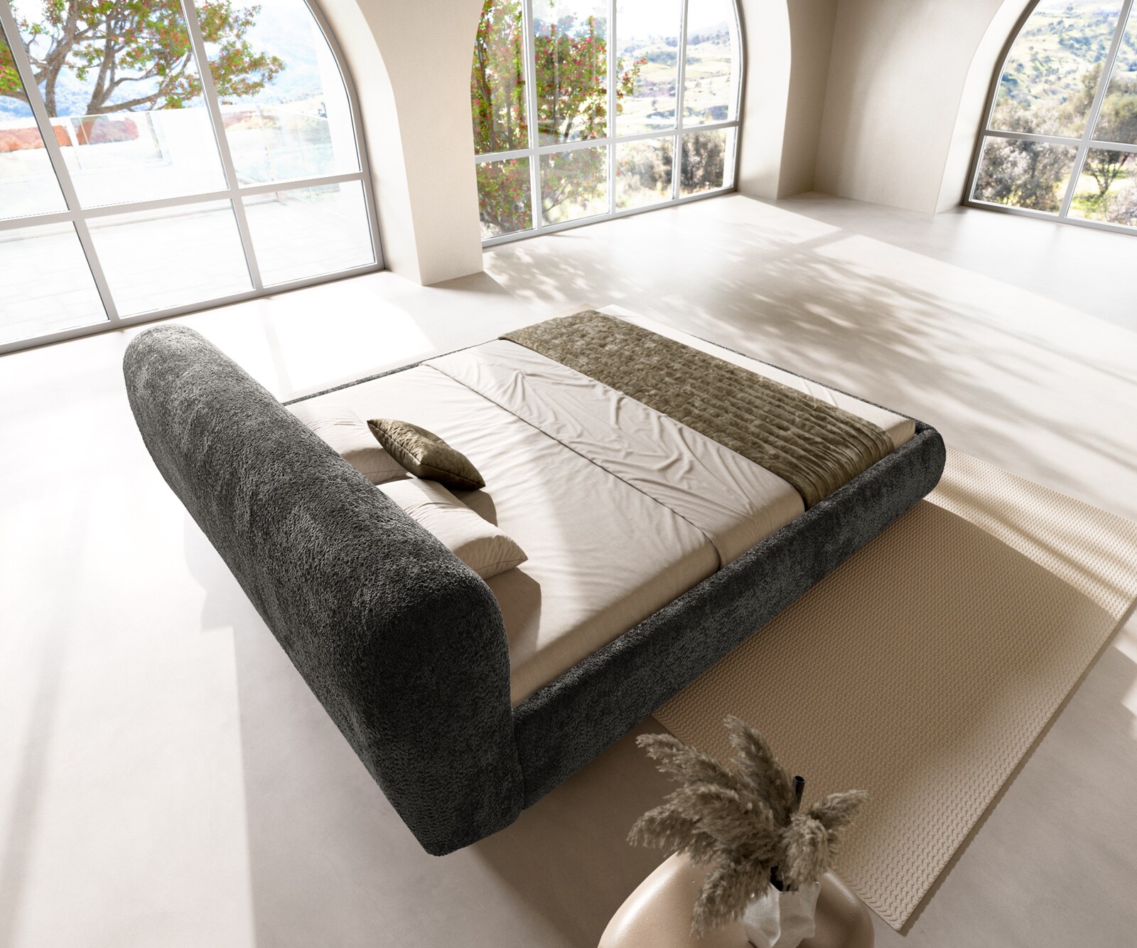 Polsterbettgestell Shona 180x200 cm Teddystoff Grau 5 Polsterbettgestell Shona 180x200 cm Teddystoff Grau 5
