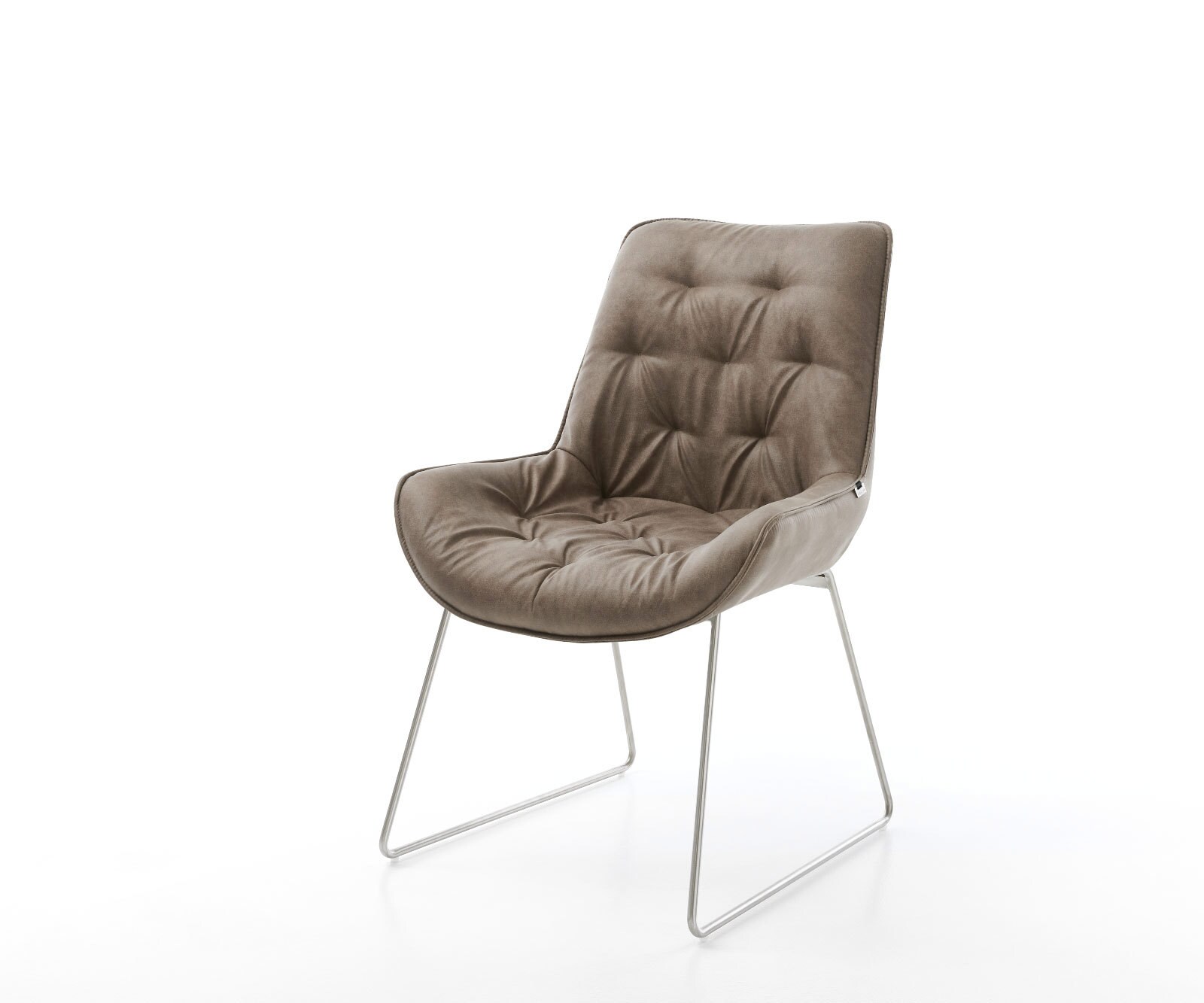 Chaise-de -salle-à-manger Taimi-Flex taupe vintage cadre patin acier inoxydable