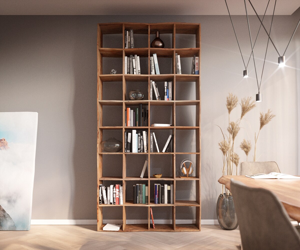 Bücherregal Live-Edge 240x120 cm Akazie Natur Massivholz 1