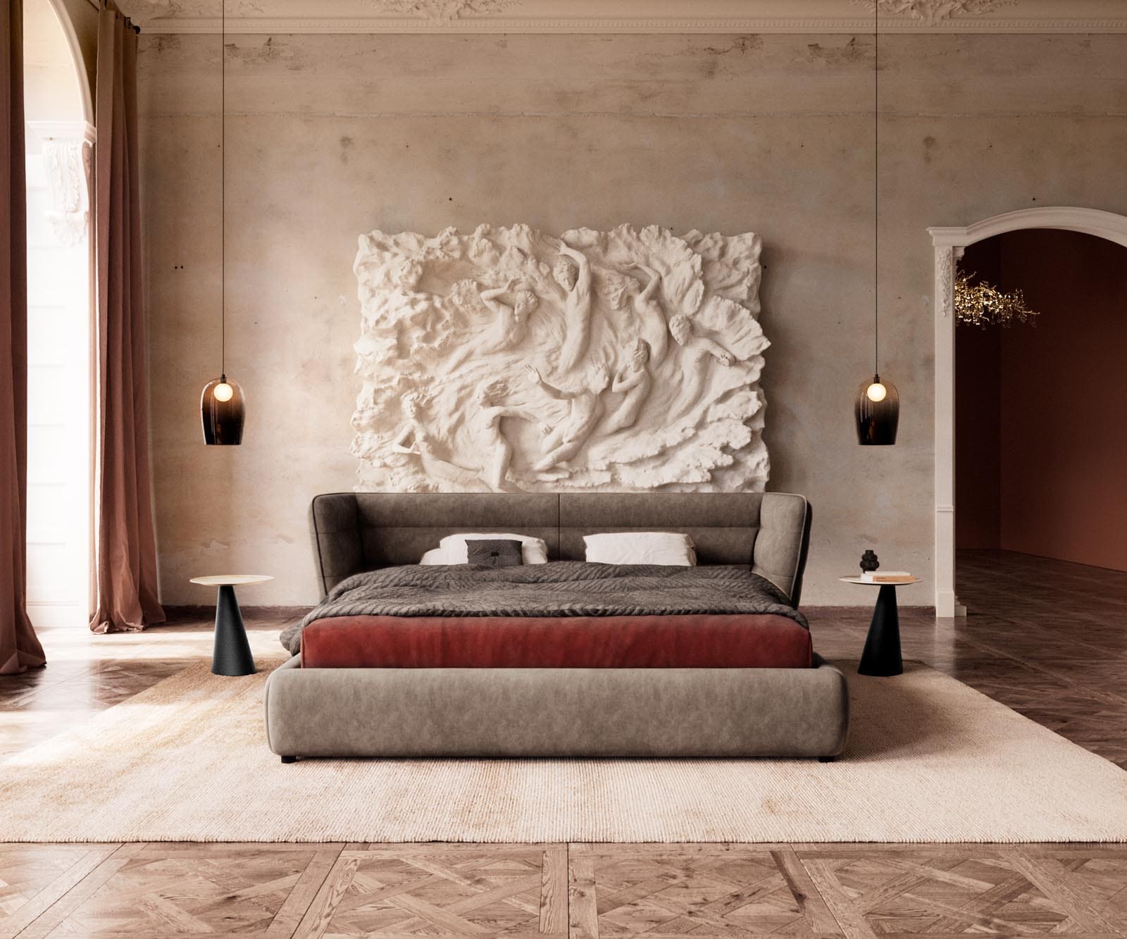 Polsterbettgestell Simea 180x200 cm Mikrofaser Taupe Vintage 1 Polsterbettgestell Simea 180x200 cm Mikrofaser Taupe Vintage 1