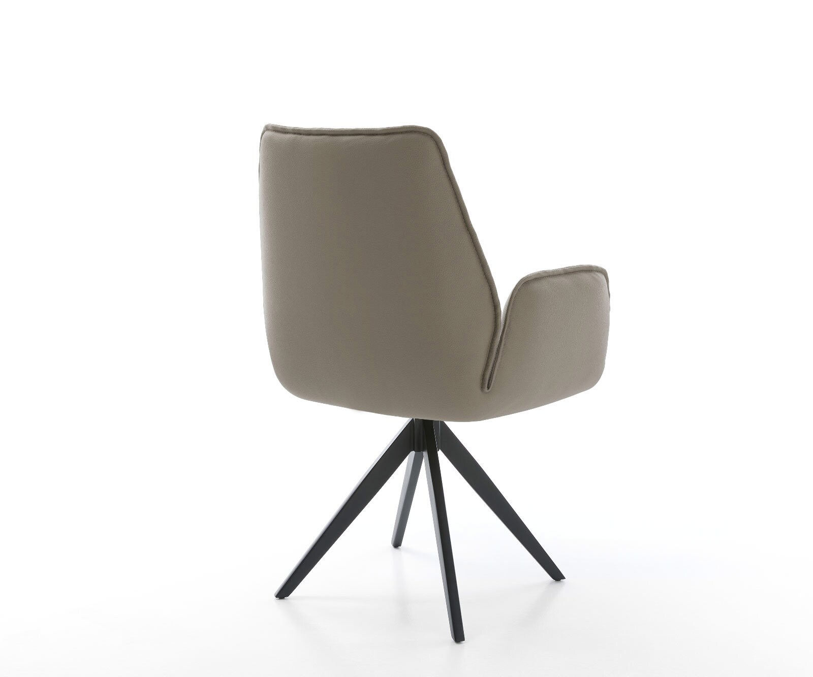 Chaise-de-salle-à-manger Zoa-Flex cuir de vache couleur boue pied croisé angulaire noir ressorts ensachés 4