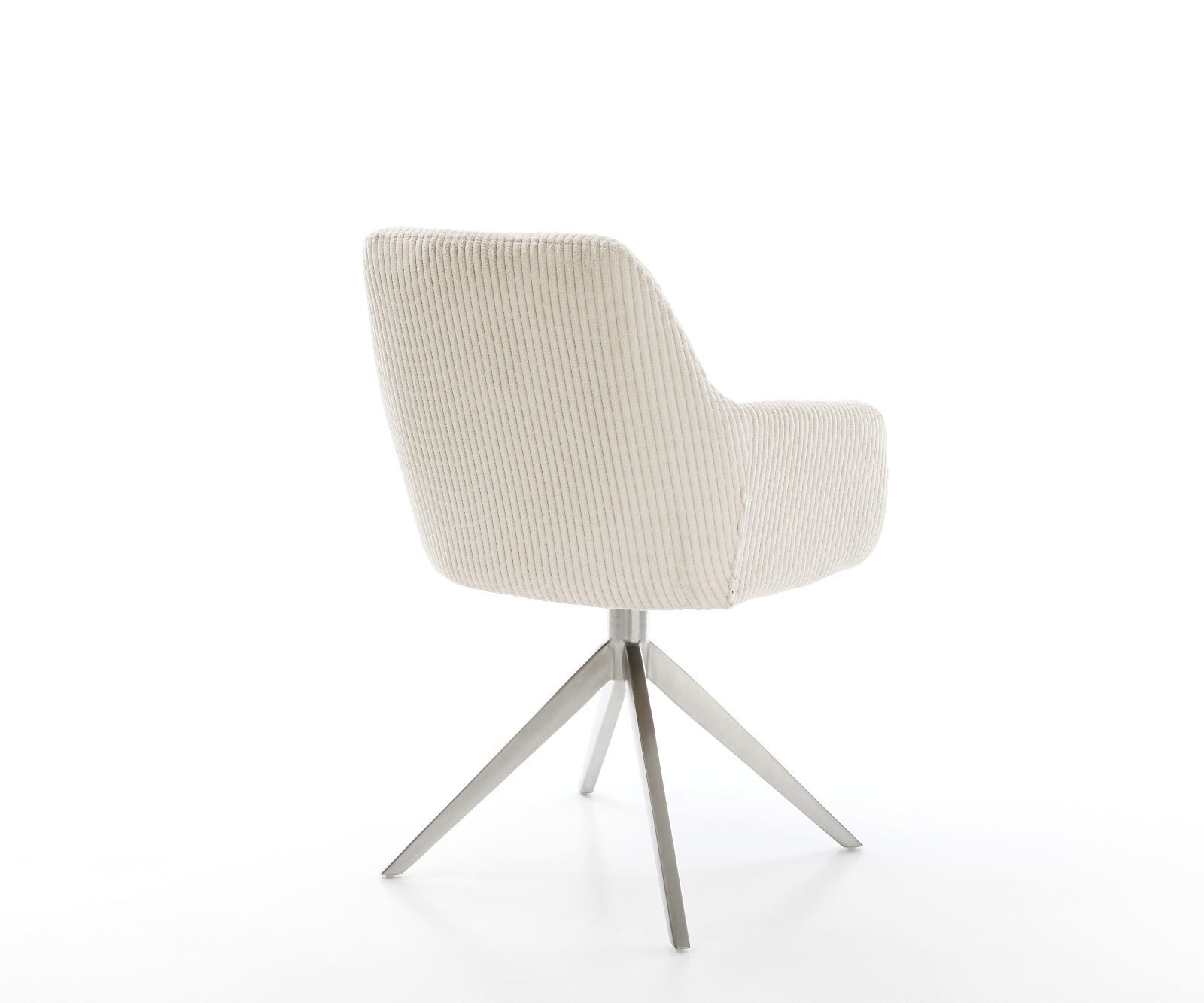 Chaise-pivotante Pejo-Flex côtelé beige pied croisé large acier inoxydable brossé pivotement sur 360° fonction bascule ressorts ensachés 4