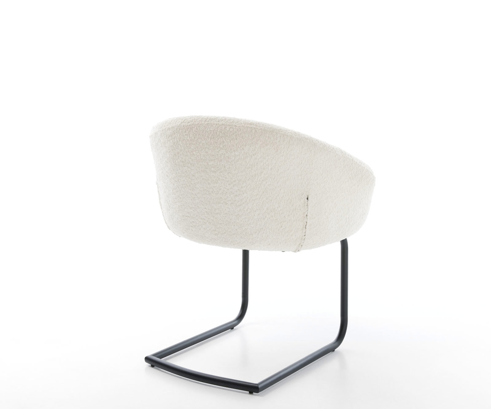 Cantilever Vinka-Flex avec accoudoirs bouclé blanc pied cantilever rond noir ressorts ensachés 5