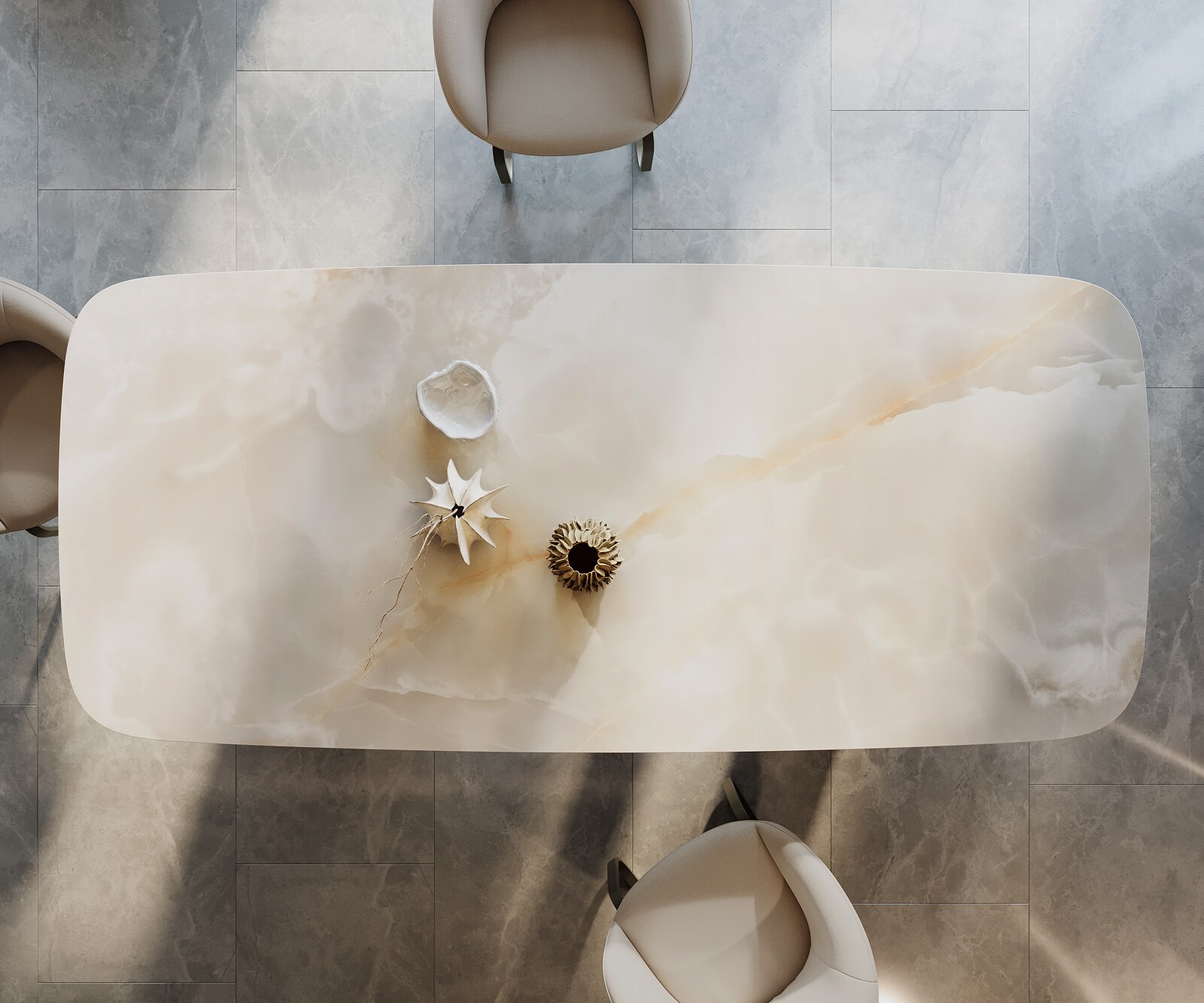 Table à manger Edge Boot 270x120 Céramique Iris FMG Onice Grigio Troa Métal finition à effet Titane 6