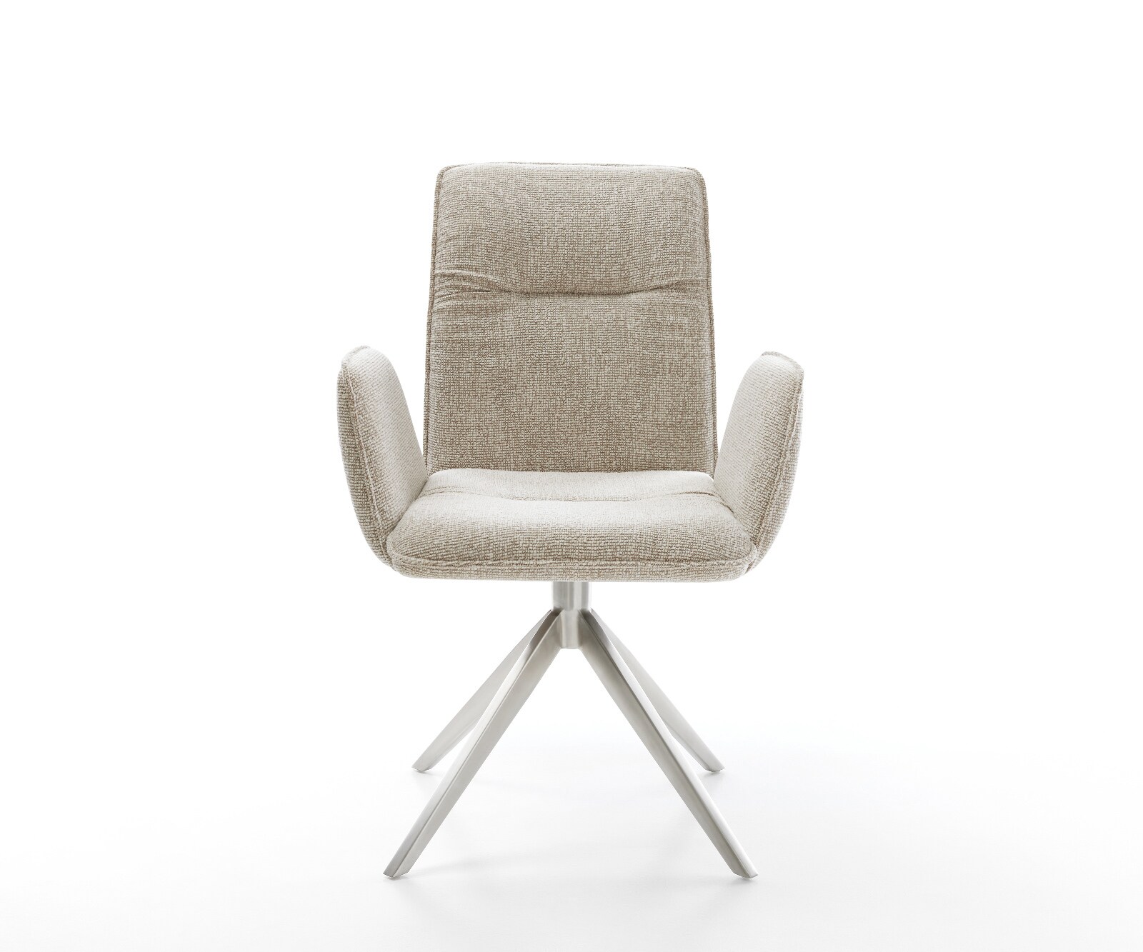 Drehstuhl Vinja-Flex Webstoff Soft Beige Kreuzgestell breit Edelstahl 360° drehbar Wippfunktion 2