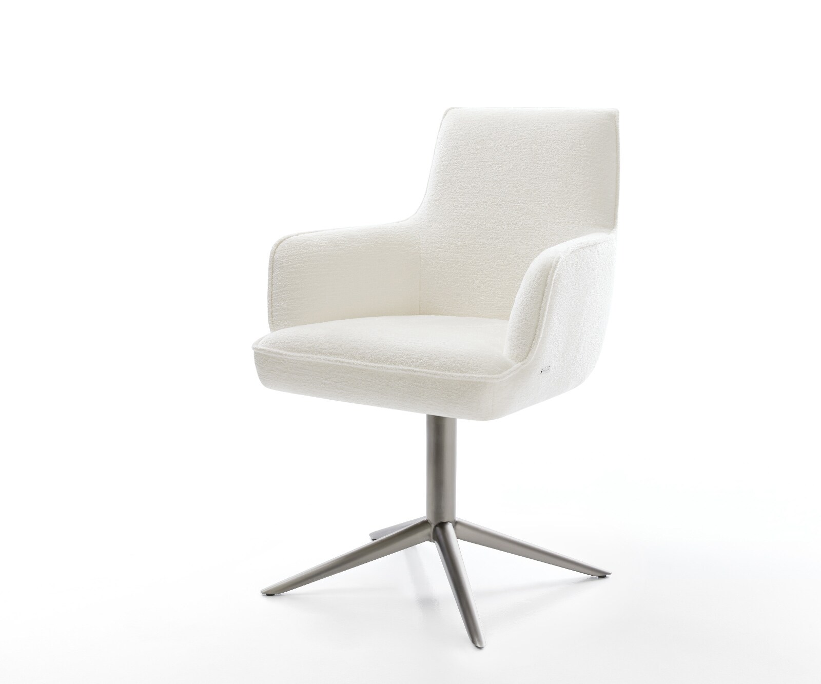 Drehstuhl Heira-Flex mit Armlehnen Bouclé Soft Beige Fußkreuz Graphit 360° drehbar Wippfunktion Taschenfederkern