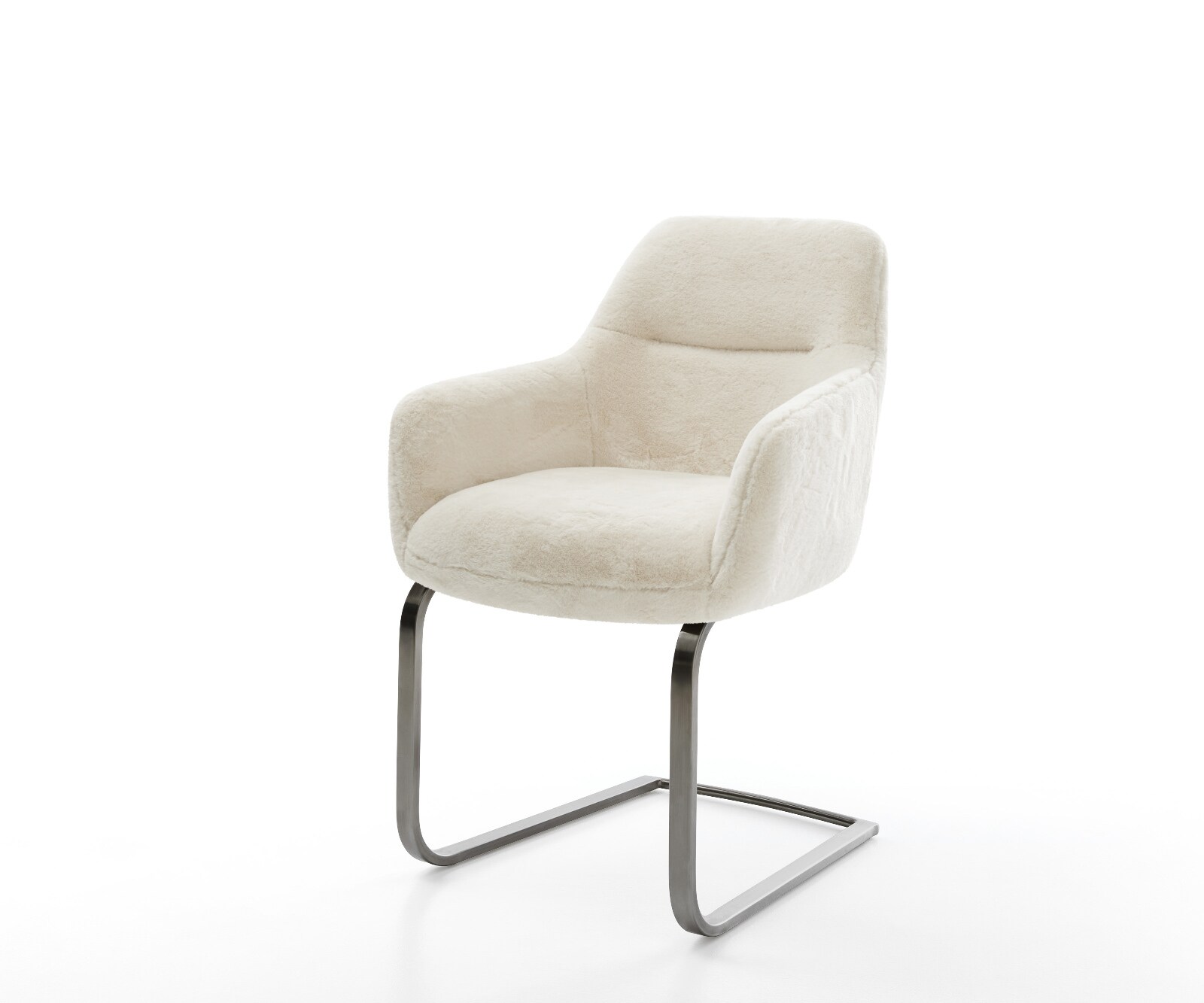 Freischwinger Pejo-Flex Plüsch Creme-Weiß Freischwinger flach Graphit Taschenfederkern 1