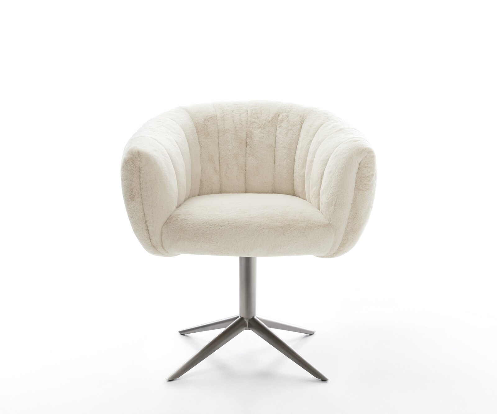 Drehstuhl Jada-Flex Plüsch Creme-Weiß Fußkreuz Graphit 360° drehbar Wippfunktion Taschenfederkern 1