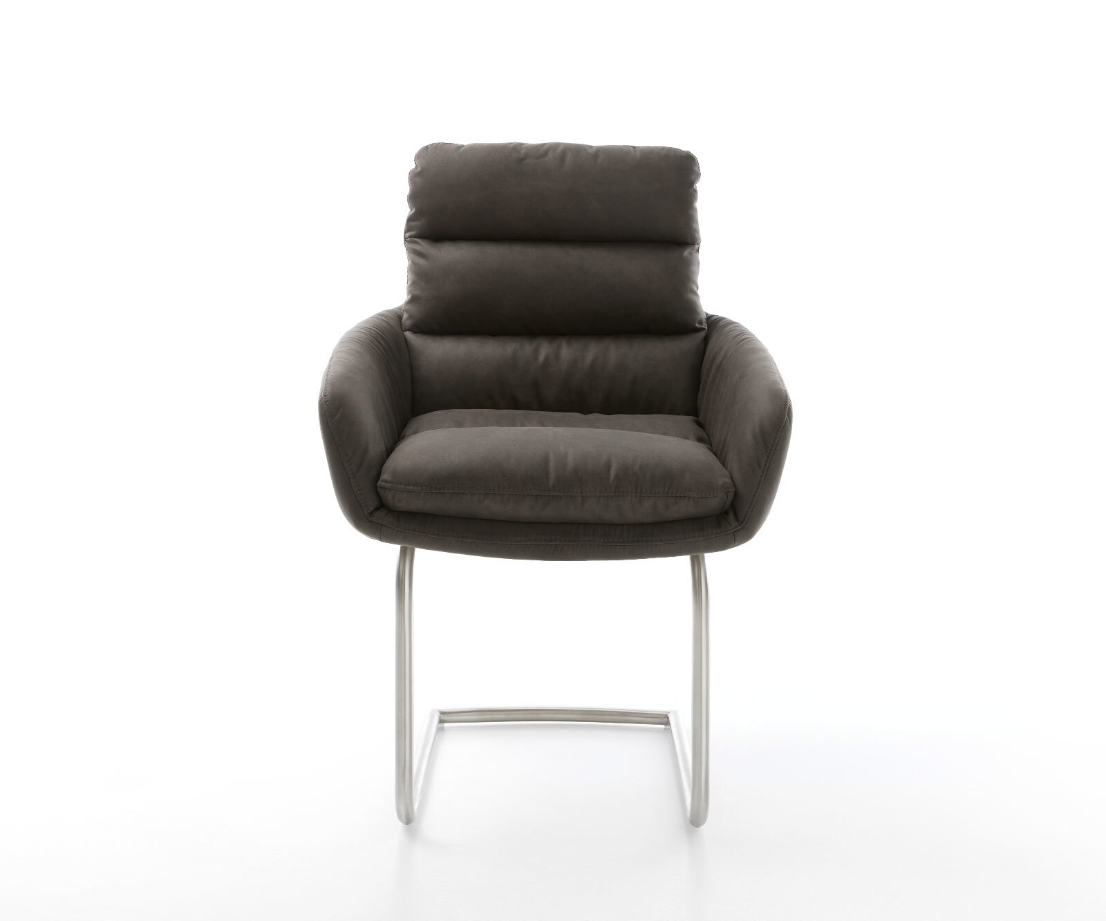 Freischwinger Abelia-Flex mit Armlehnen Mikrofaser Anthrazit Vintage Freischwinger rund Edelstahl 2