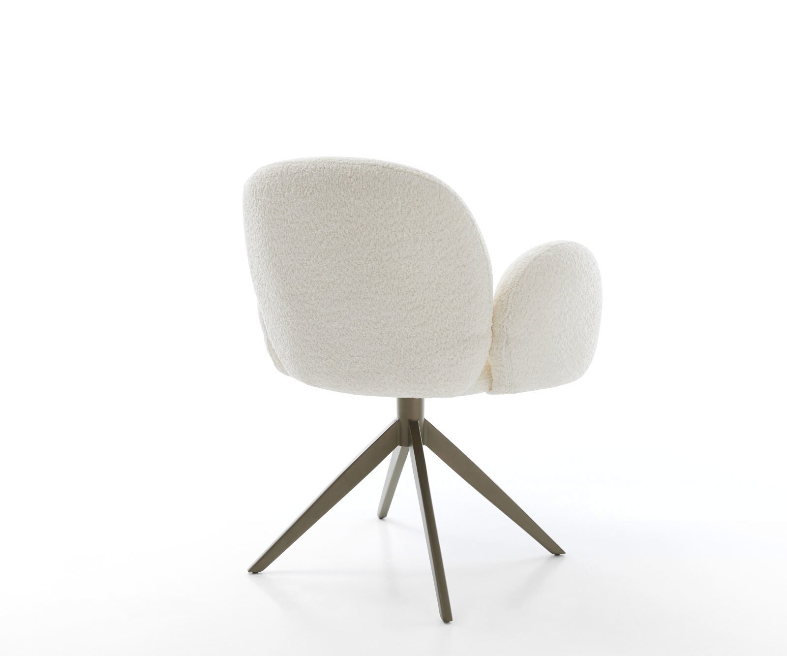 Drehstuhl Nube-Flex mit Armlehnen Bouclé Weiß Kreuzgestell breit Effektfinish Titan 360° drehbar Wippfunktion Taschenfederkern 4