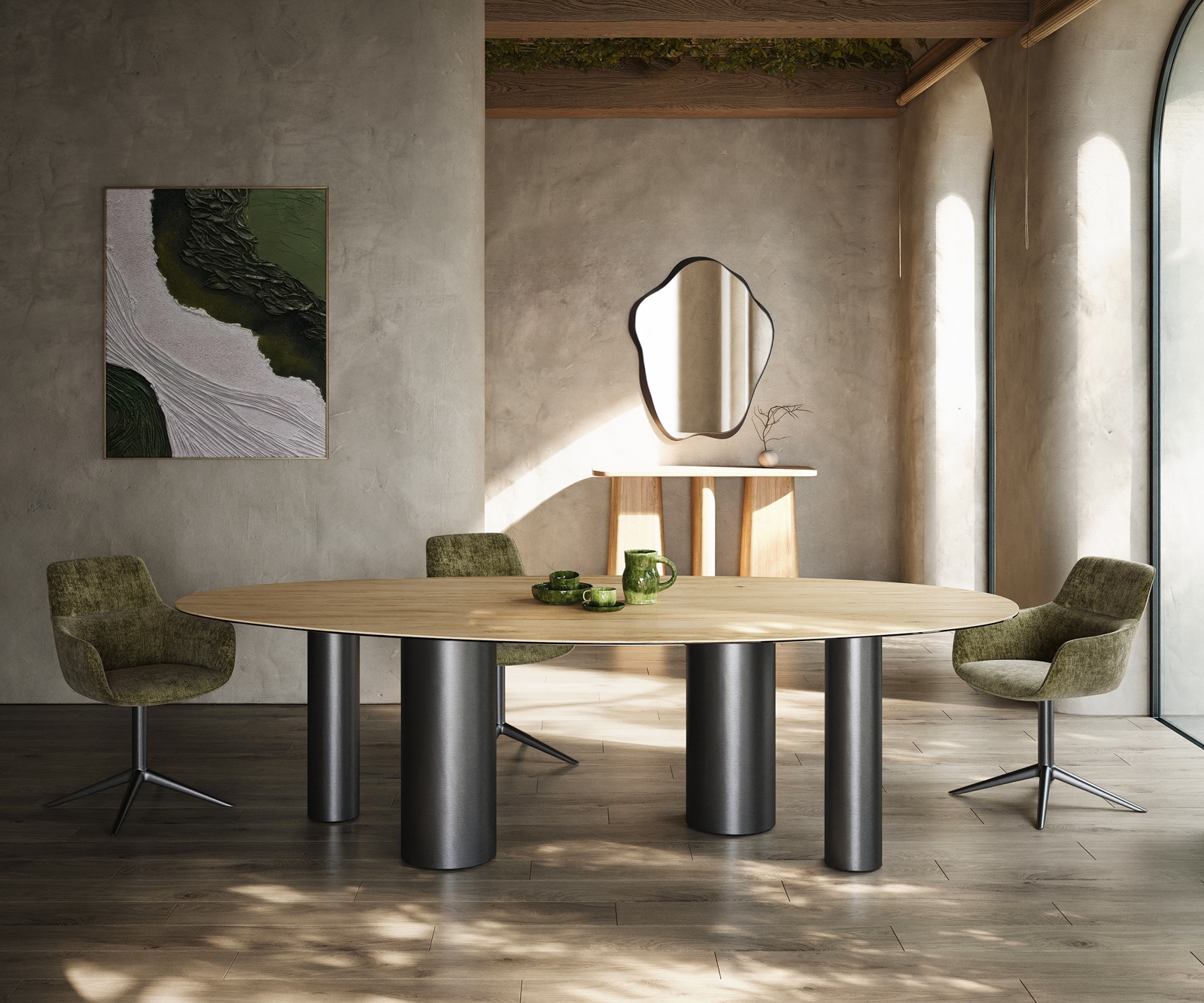 Esstisch Edge Oval 280x130 Keramik Laminam® Sabbia Eichefarbig Pilier Edelstahl Graphit 1 Esstisch Edge Oval 280x130 Keramik Laminam® Sabbia Eichefarbig Pilier Edelstahl Graphit 1