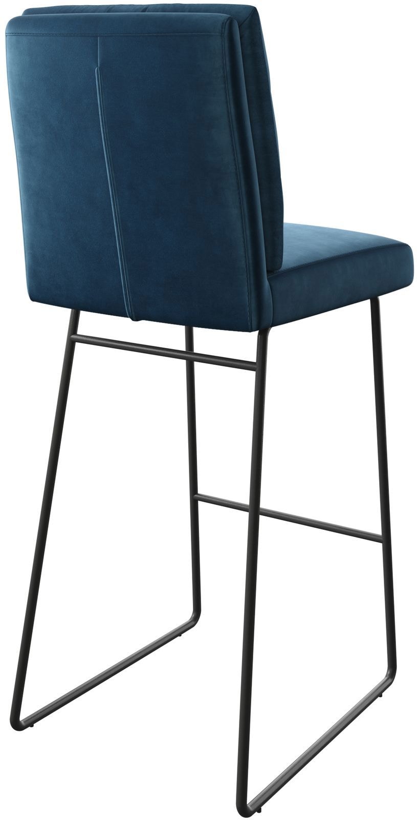 Chaise-de-bar Pela-Flex velours bleu cadre de patins métal 4