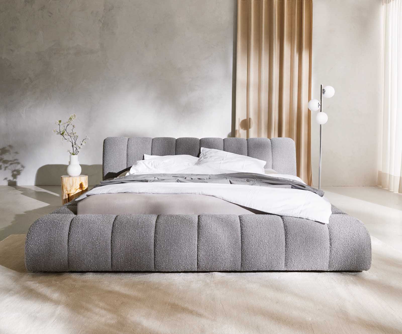 Polsterbettgestell Cutio 180x200 cm Bouclé Silbergrau 3 Polsterbettgestell Cutio 180x200 cm Bouclé Silbergrau 3