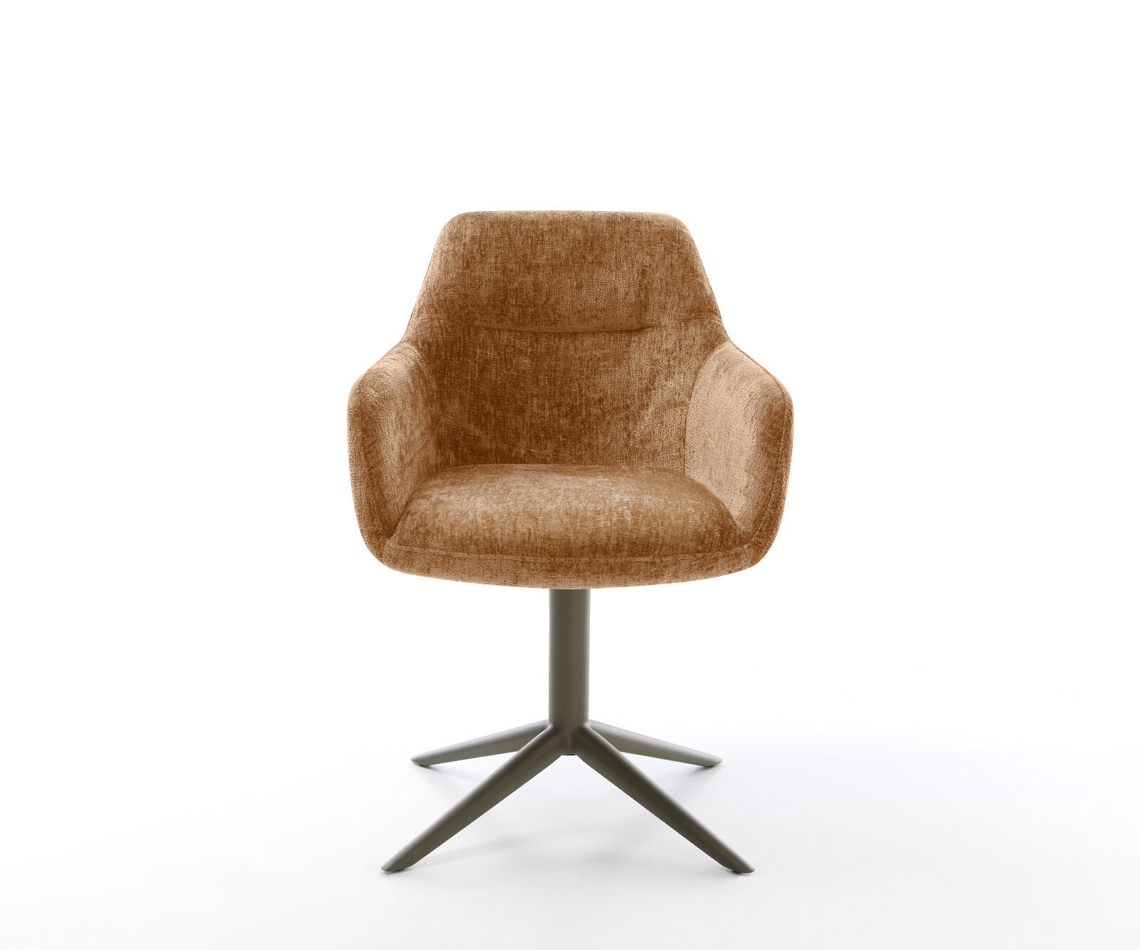 Chaise-pivotante Pejo-Flex chenille rouille pied de chaise 4 branches aspect titane pivotement sur 360° fonction bascule ressorts ensachés 2