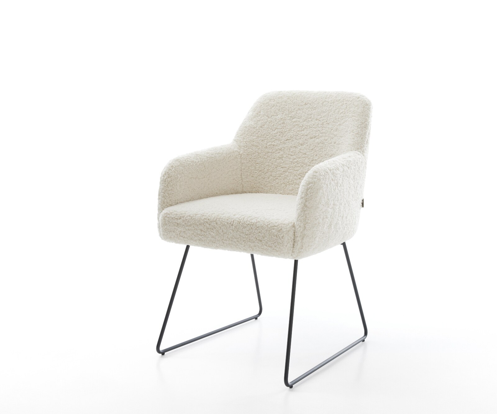 Esszimmerstuhl Greg-Flex Teddystoff Beige Kufengestell Schwarz Taschenfederkern