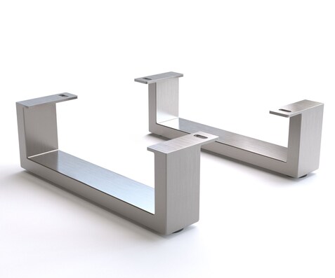 Pied-patin 12,5 cm inox brossé pour meubles à caisson de profondeur 45 cm (set de 2)