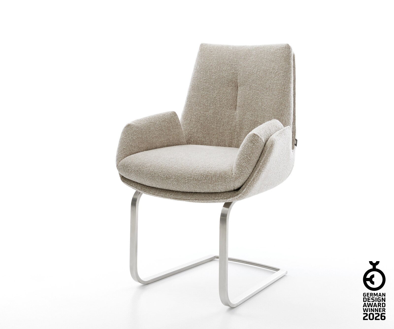 Freischwinger Clea-Flex Webstoff Soft Beige Freischwinger flach Edelstahl