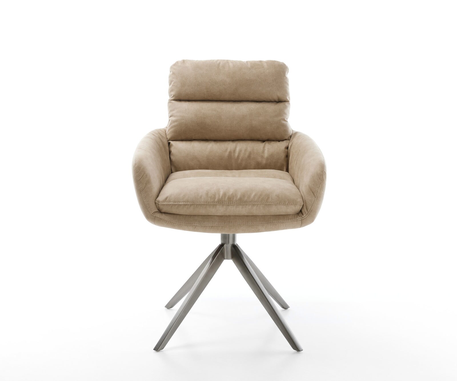 Chaise-pivotante Abelia-Flex avec accoudoirs microvelours beige vintage pied croisé large grafiete pivotement sur 360° fonction bascule 1