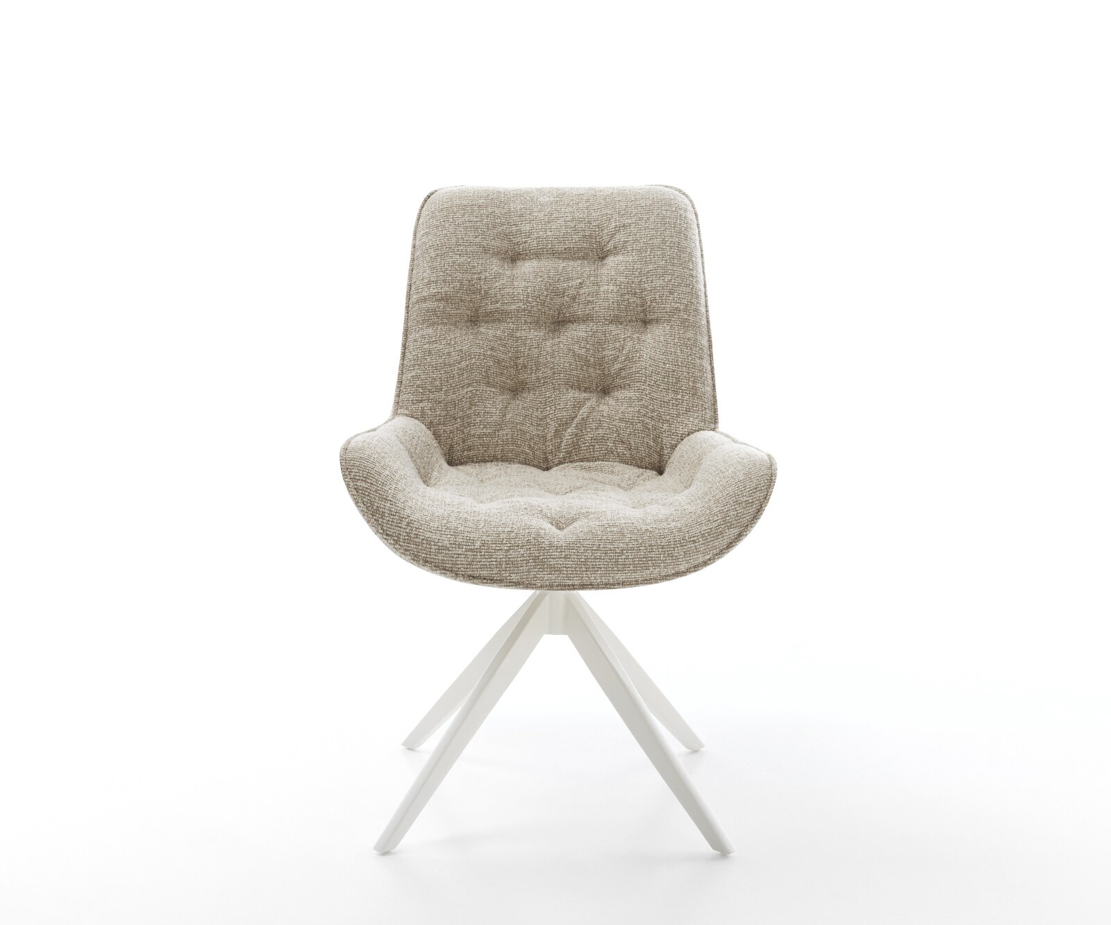 Chaise-pivotante Taimi-Flex tissu tissé doux beige pied croisé large blanc pivotement sur 360° fonction bascule 2