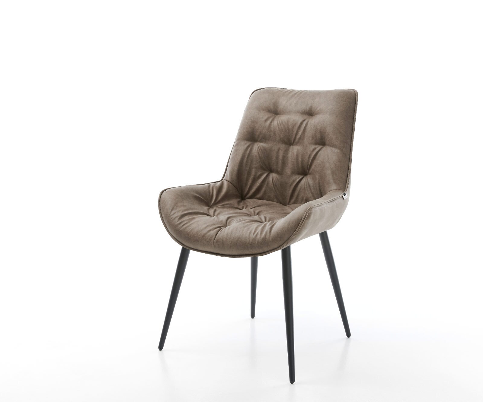 Chaise-de-salle-à-manger Taimi-Flex microvelours taupe vintage 4 pieds coniques noir 1