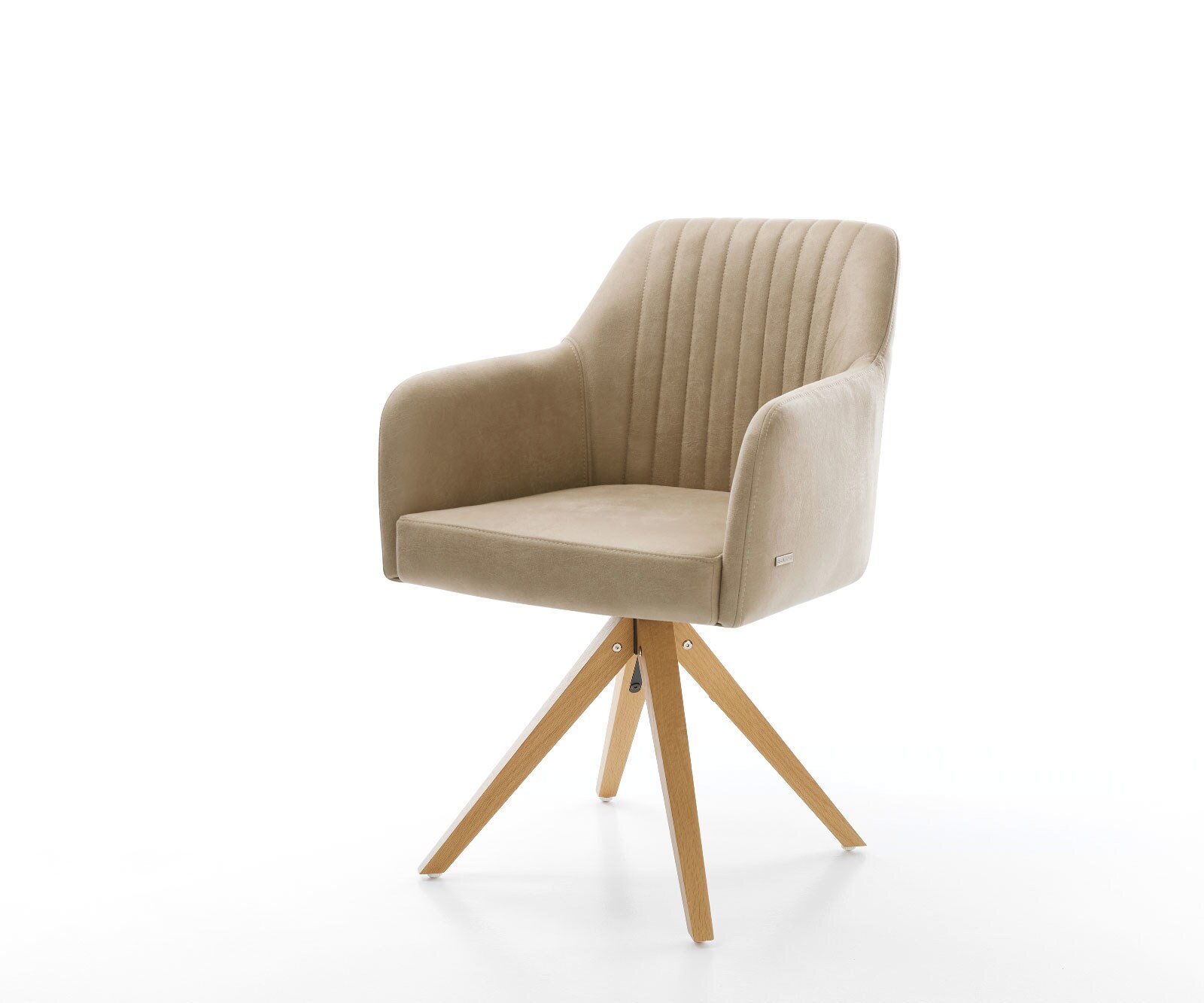 Chaise-pivotante Greg-Flex beige vintage cadre en bois angulaire pivote sur 180°