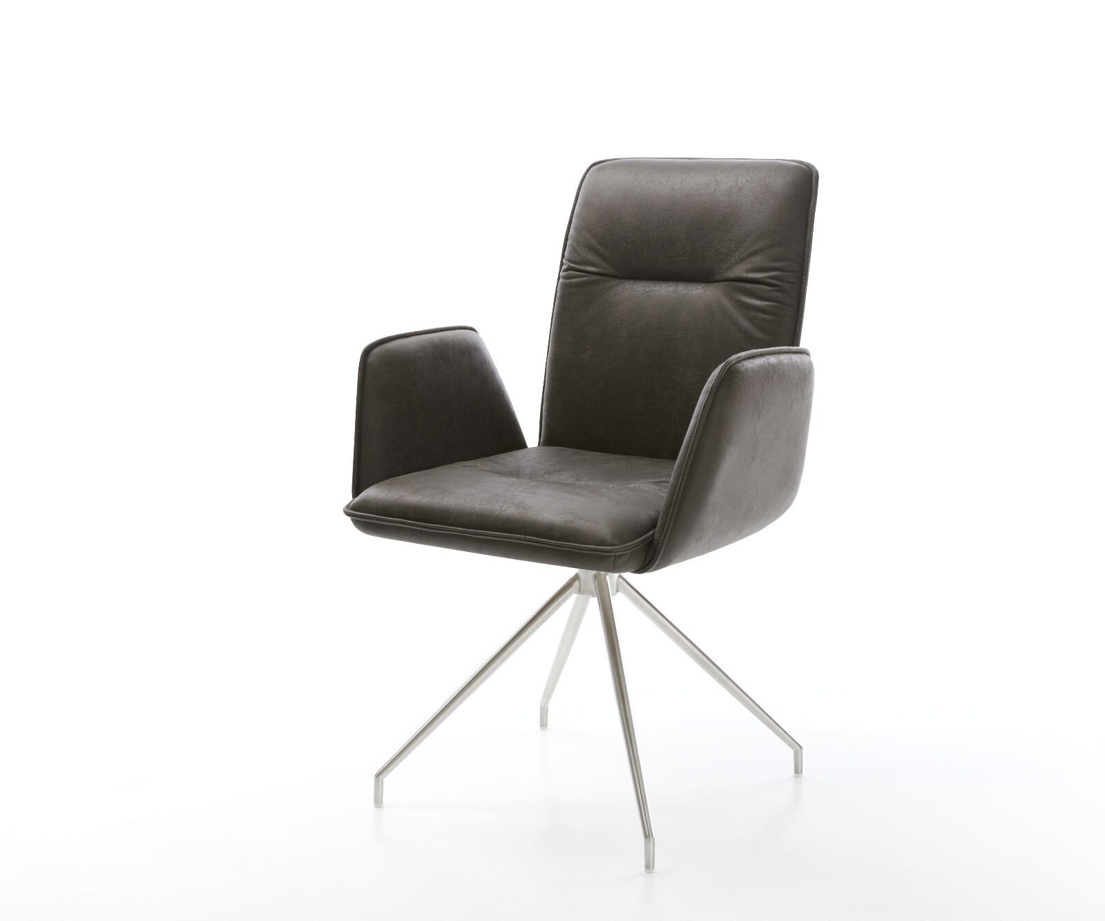 Drehstuhl Vinja-Flex Anthrazit Vintage Kreuzgestell konisch Edelstahl 180° drehbar