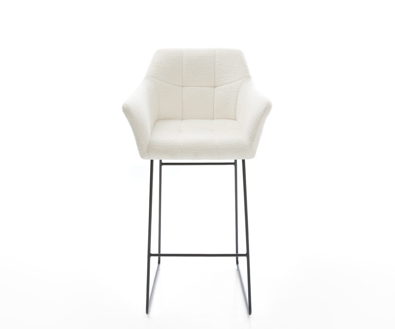 Barstuhl Yulo-Flex Bouclé Soft Beige Kufengestell Metall Schwarz 1