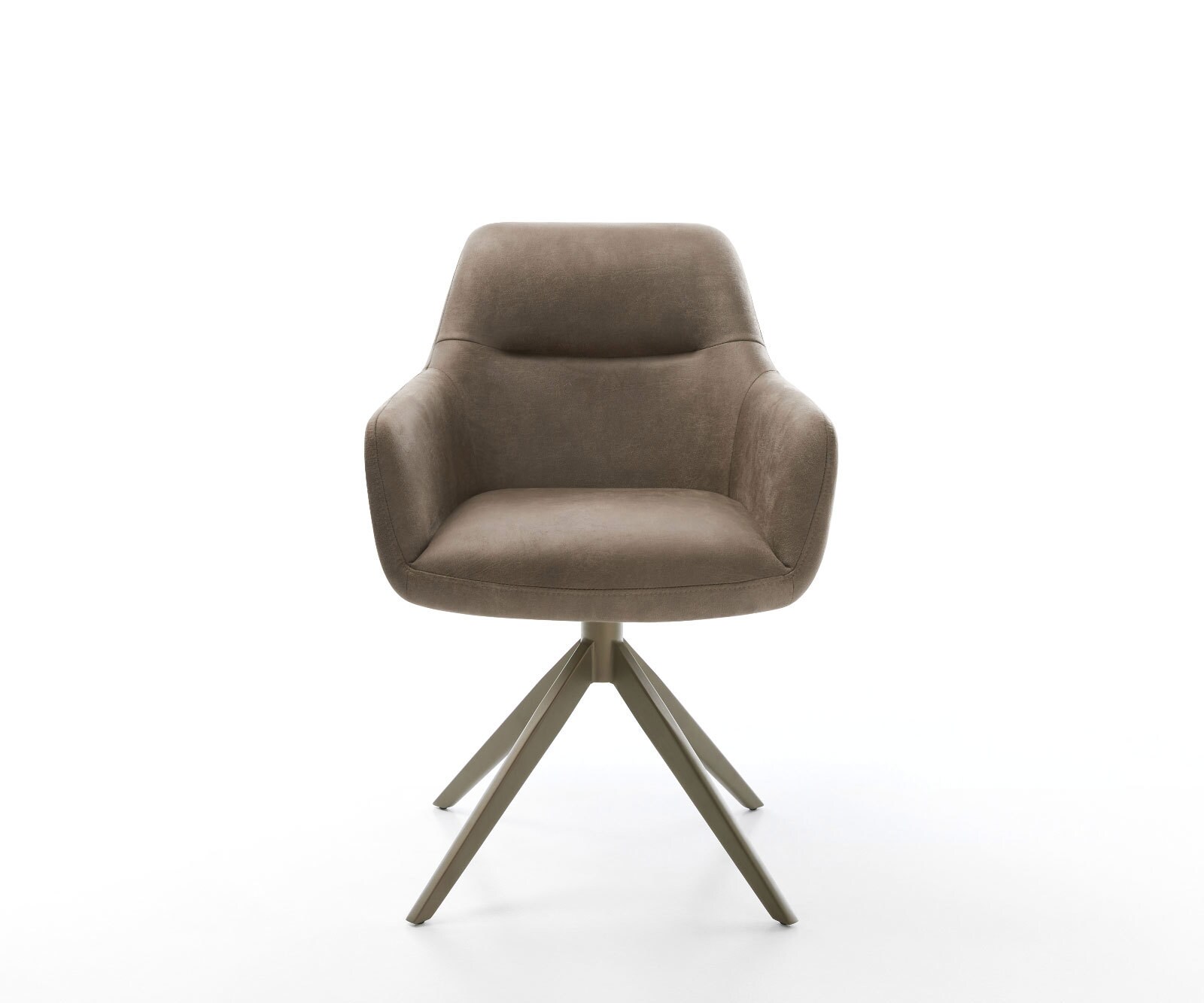 Chaise-pivotante Pejo-Flex microvelours taupe vintage pied croisé large aspect titane pivotement sur 360° fonction bascule ressorts ensachés 1