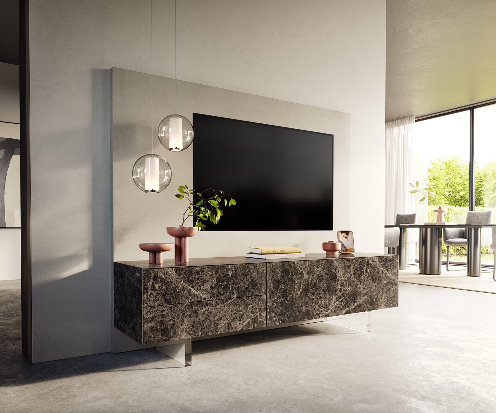 Lowboard Cuor 180 cm Keramik 1 Klappe 2 Schubfächer  Lowboard Cuor 180 cm Keramik 1 Klappe 2 Schubfächer