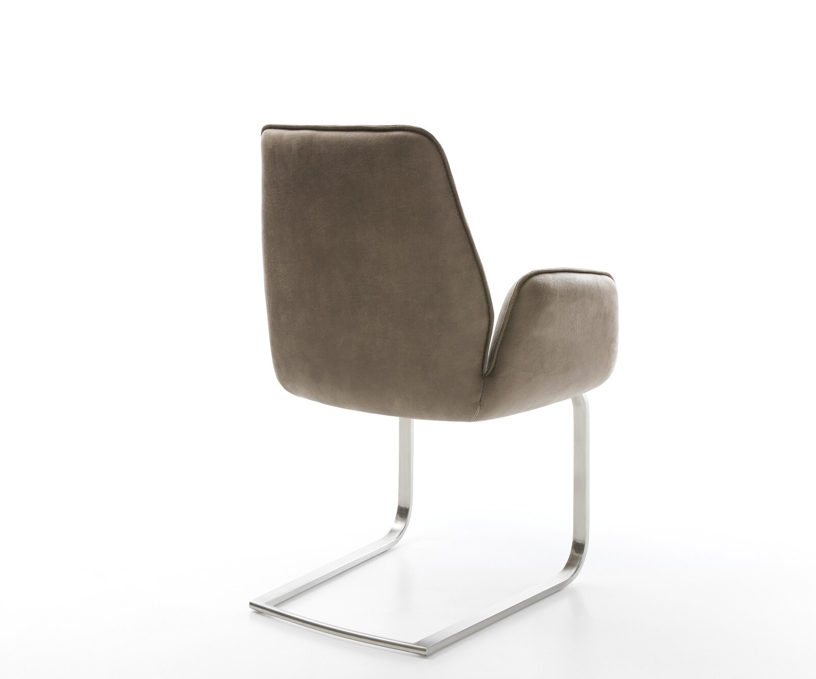 Cantilever Zoa-Flex microvelours taupe vintage pied cantilever plat acier inoxydable brossé ressorts ensachés 9