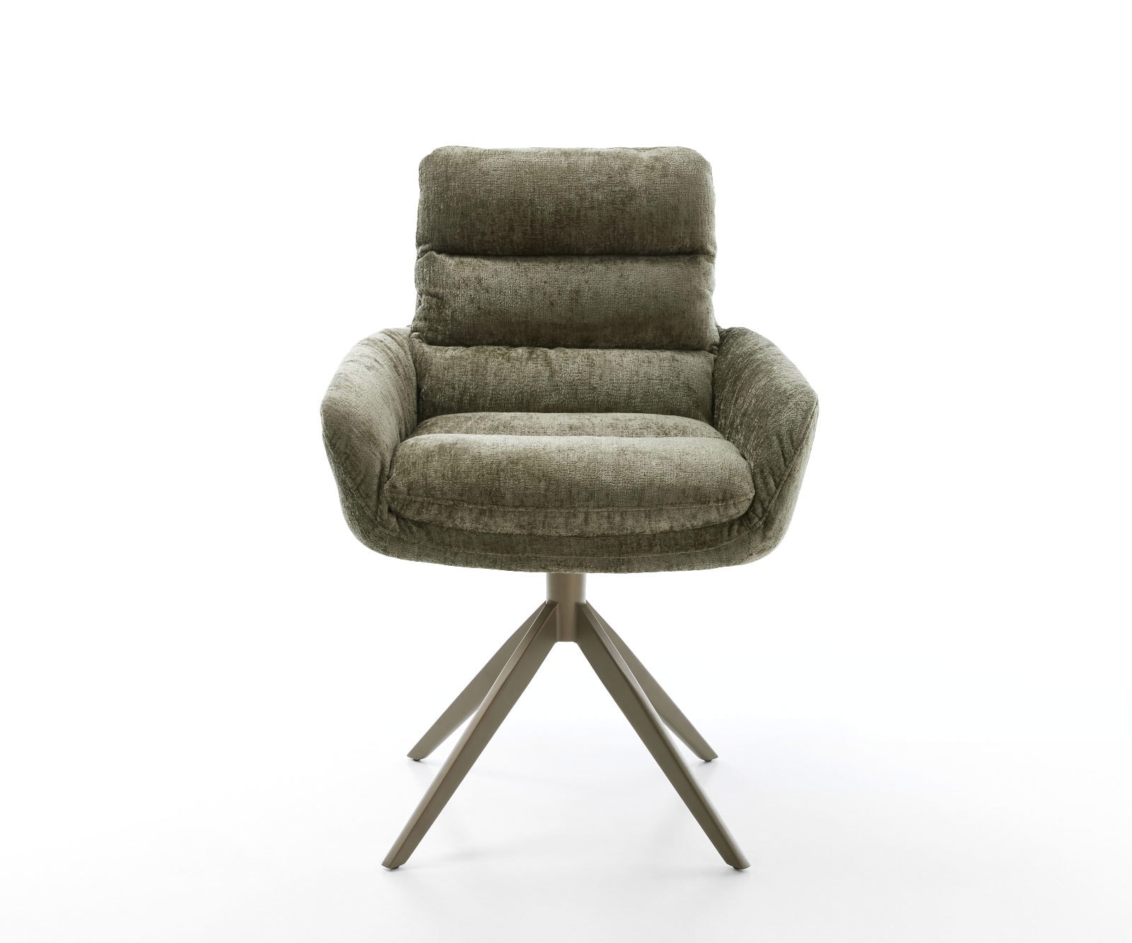 Drehstuhl Abelia-Flex mit Armlehnen Chenille Olive Kreuzgestell breit Effektfinish Titan 360° drehbar 2