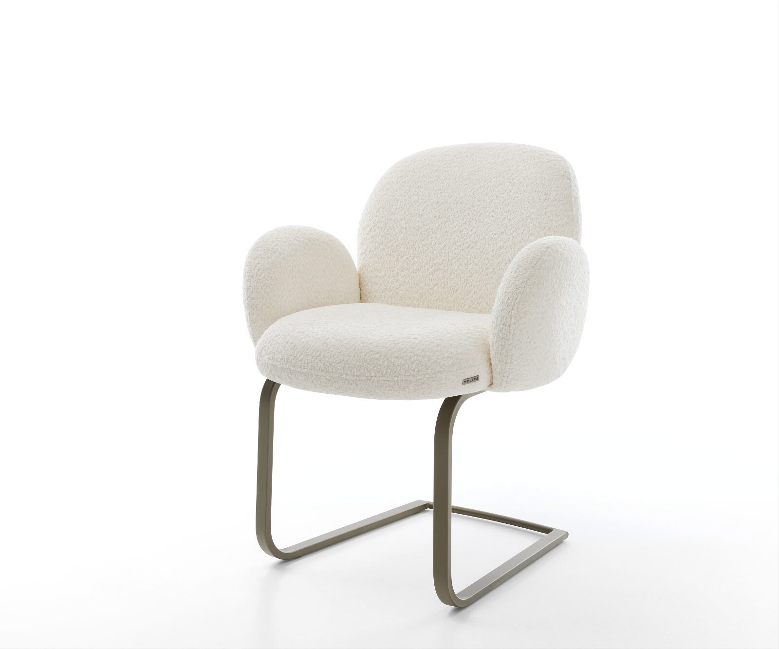Chaise-pivotante Nube-Flex avec accoudoirs bouclé blanc pied croisé large noir ressorts ensachés pivote sur 360° 4