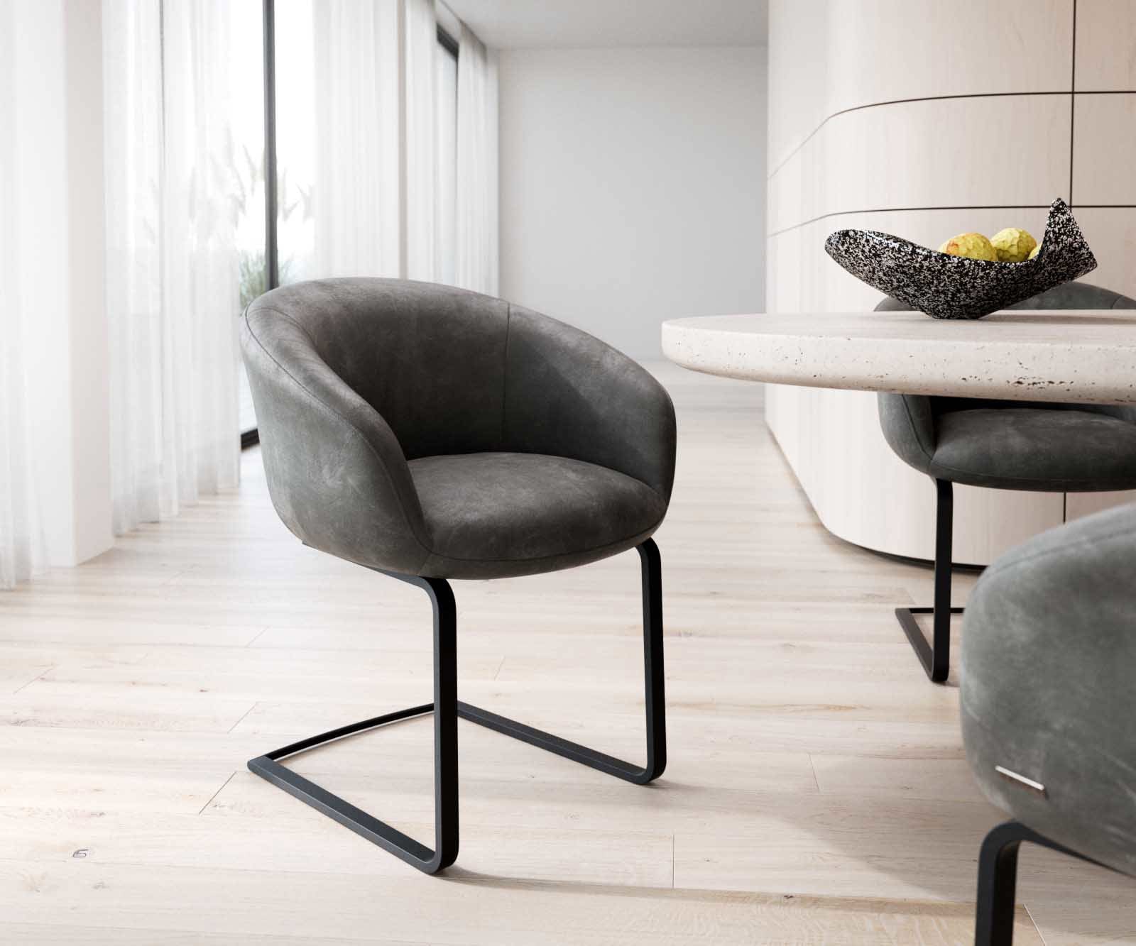 Freischwinger Vinka-Flex mit Armlehnen Mikrofaser Anthrazit Vintage Freischwinger flach Schwarz Taschenfederkern Freischwinger Vinka-Flex mit Armlehnen Mikrofaser Anthrazit Vintage Freischwinger flach Schwarz Taschenfederkern