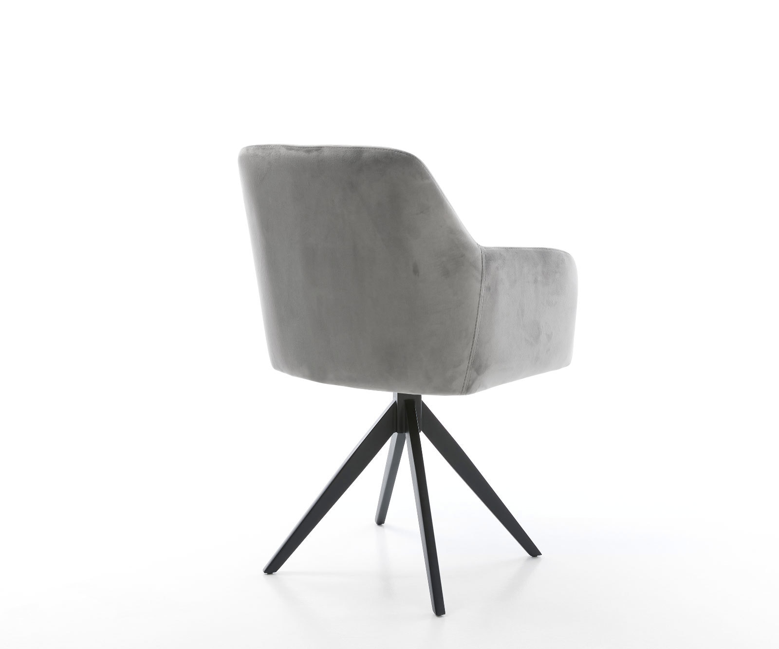 Esszimmerstuhl Greg-Flex Samt Grau Kreuzgestell kantig Schwarz Taschenfederkern 4 Esszimmerstuhl Greg-Flex Samt Grau Kreuzgestell kantig Schwarz Taschenfederkern 4