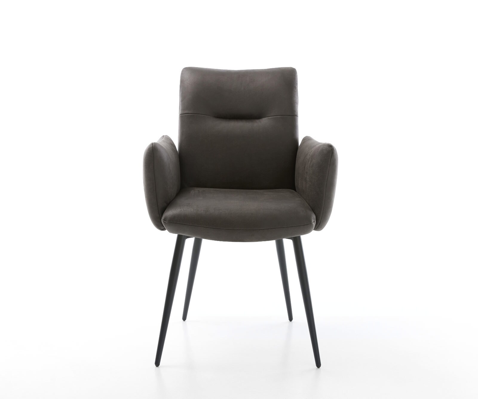 Chaise-de-salle-à-manger Jova-Flex avec accoudoirs microvelours anthracite vintage 4 pieds coniques noir ressorts ensachés 2