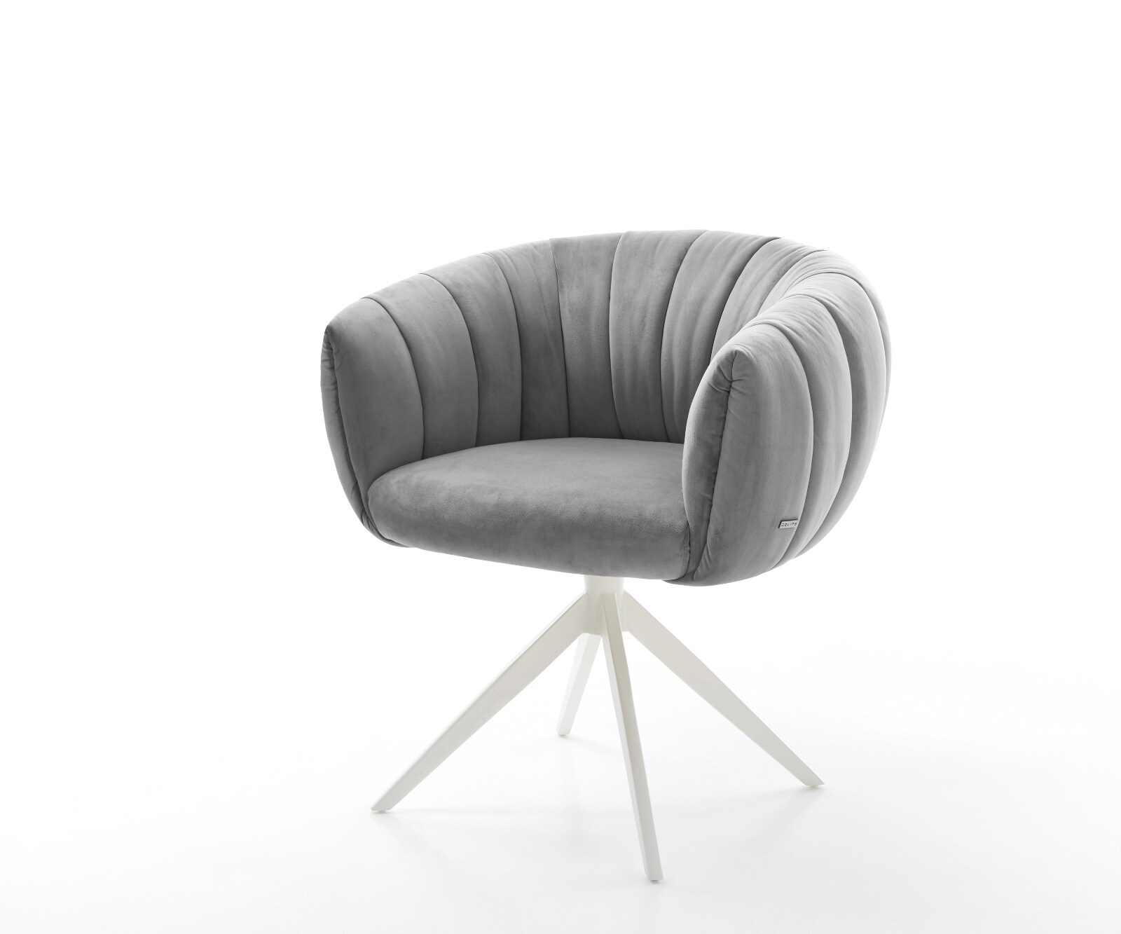 Drehstuhl Jada-Flex Samt Grau Kreuzgestell breit Weiß 360° drehbar Wippfunktion Taschenfederkern