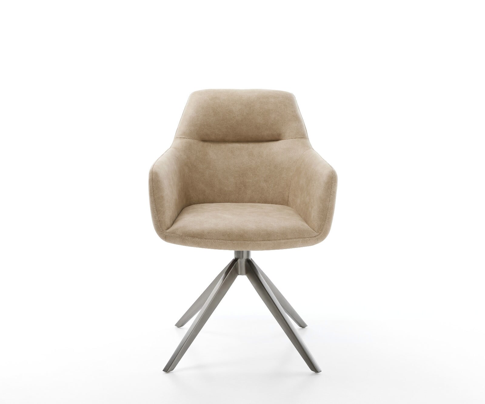 Drehstuhl Pejo-Flex Mikrofaser Beige Vintage Kreuzgestell breit Graphit 360° drehbar Wippfunktion Taschenfederkern 2