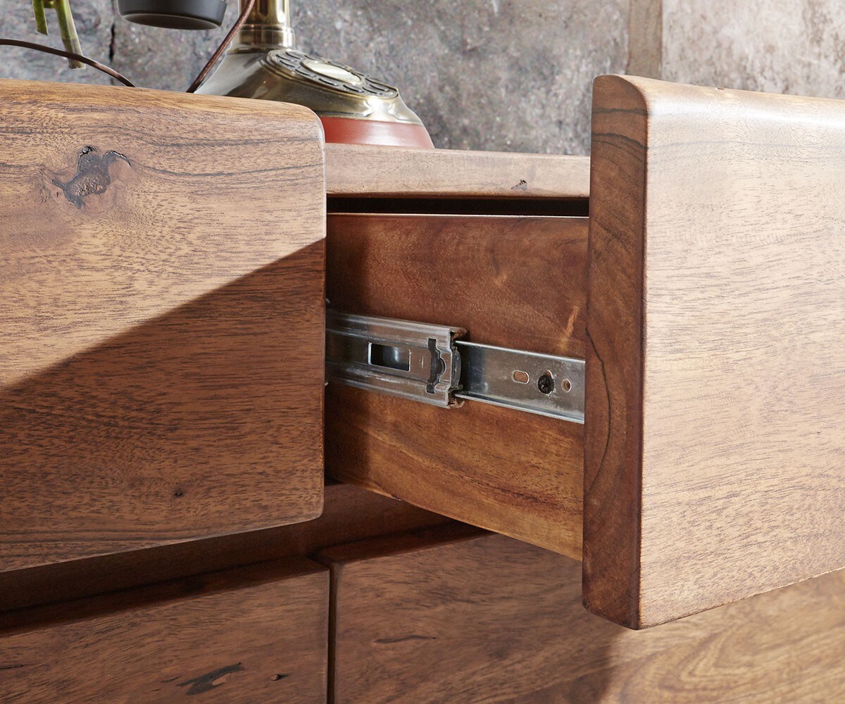 Sideboard Live-Edge 147 cm Akazie Braun 3 Türen 3 Schübe 4