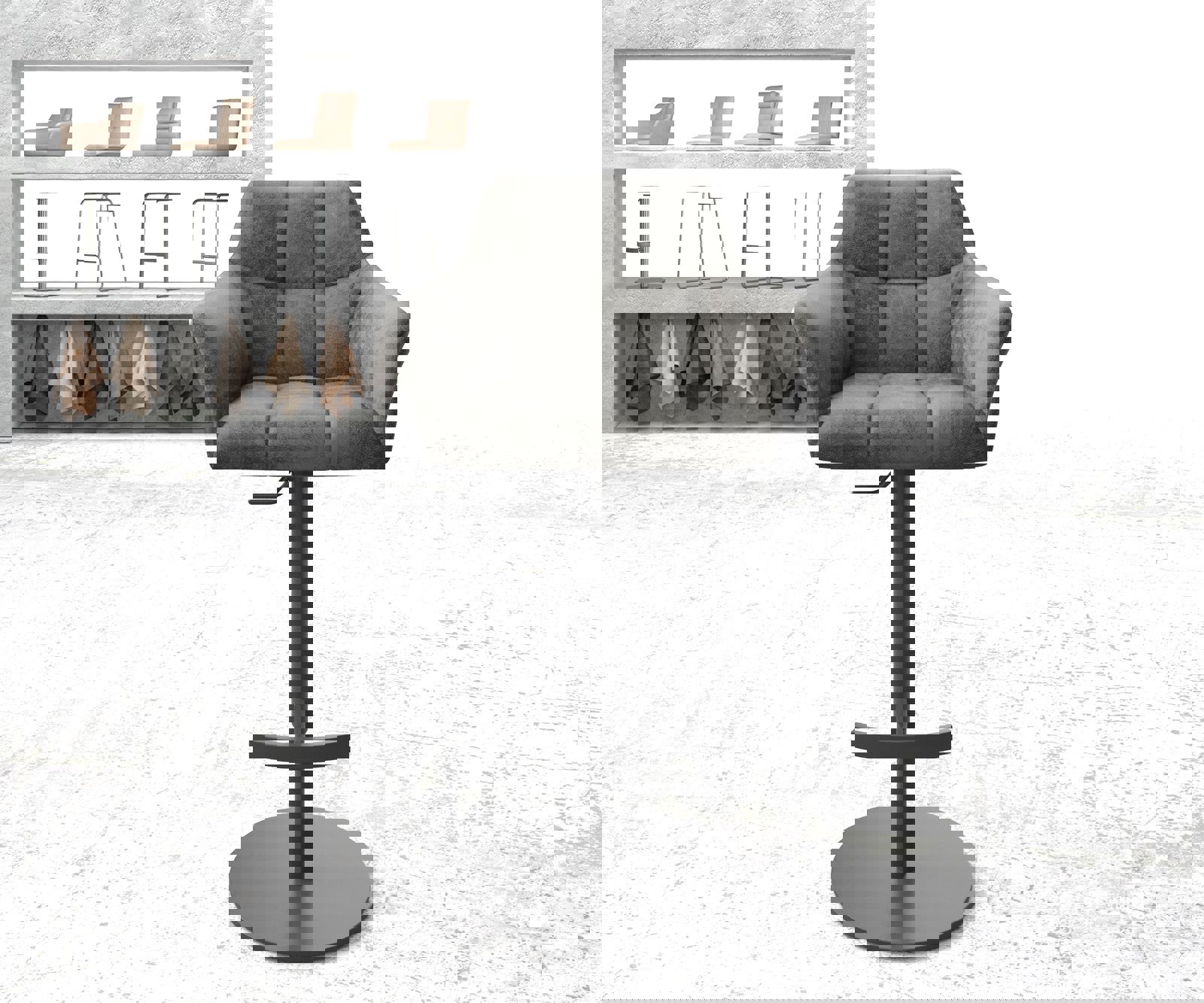 Barstuhl Yulo-Flex Vintage Grau Drehfuß höhenverstellbar Metall 1 Barstuhl Yulo-Flex Vintage Grau Drehfuß höhenverstellbar Metall 1