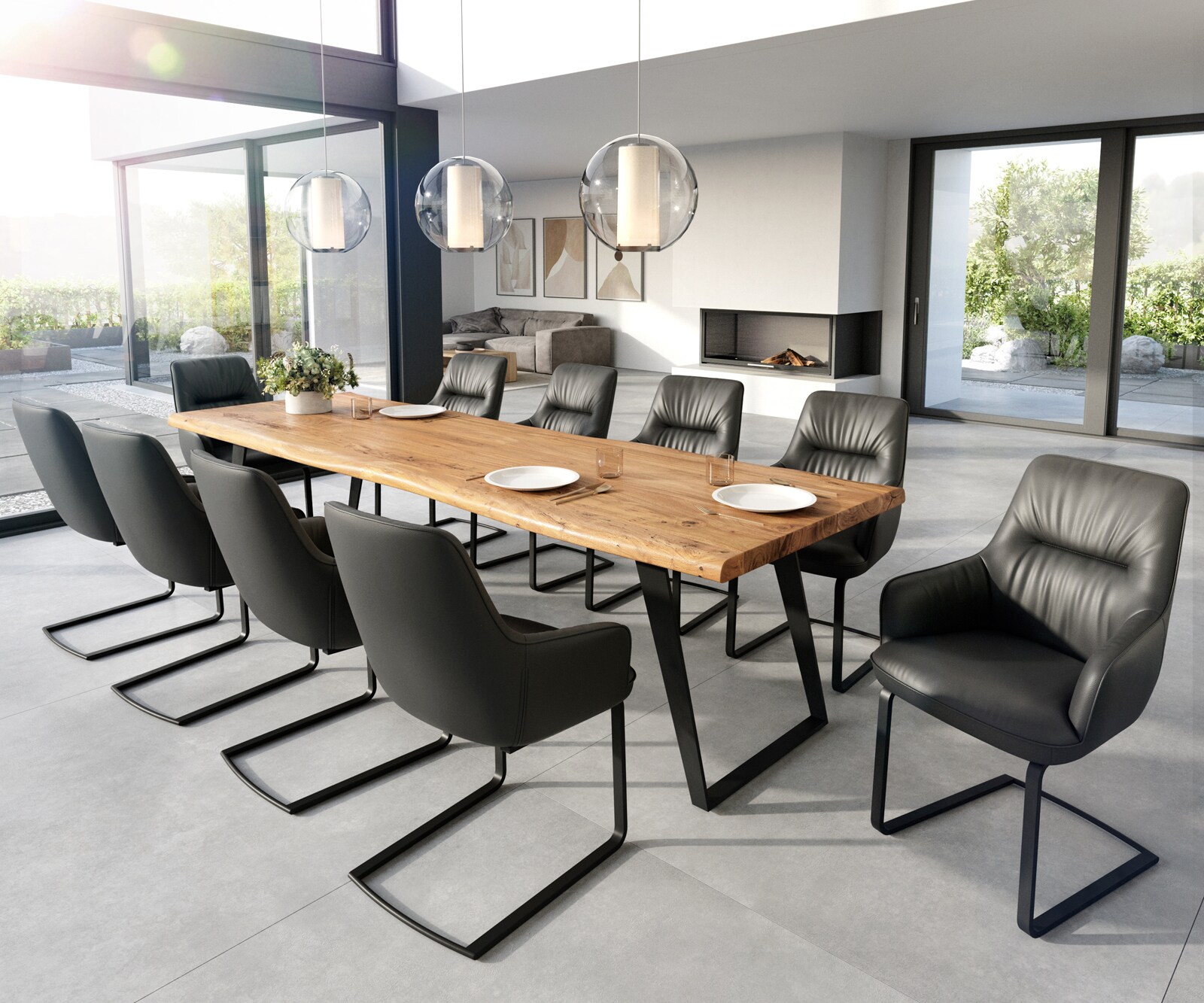 Freischwinger Zelia-Flex mit Armlehnen Echt-Leder Schwarz Freischwinger flach Schwarz Taschenfederkern 3 Freischwinger Zelia-Flex mit Armlehnen Echt-Leder Schwarz Freischwinger flach Schwarz Taschenfederkern 3