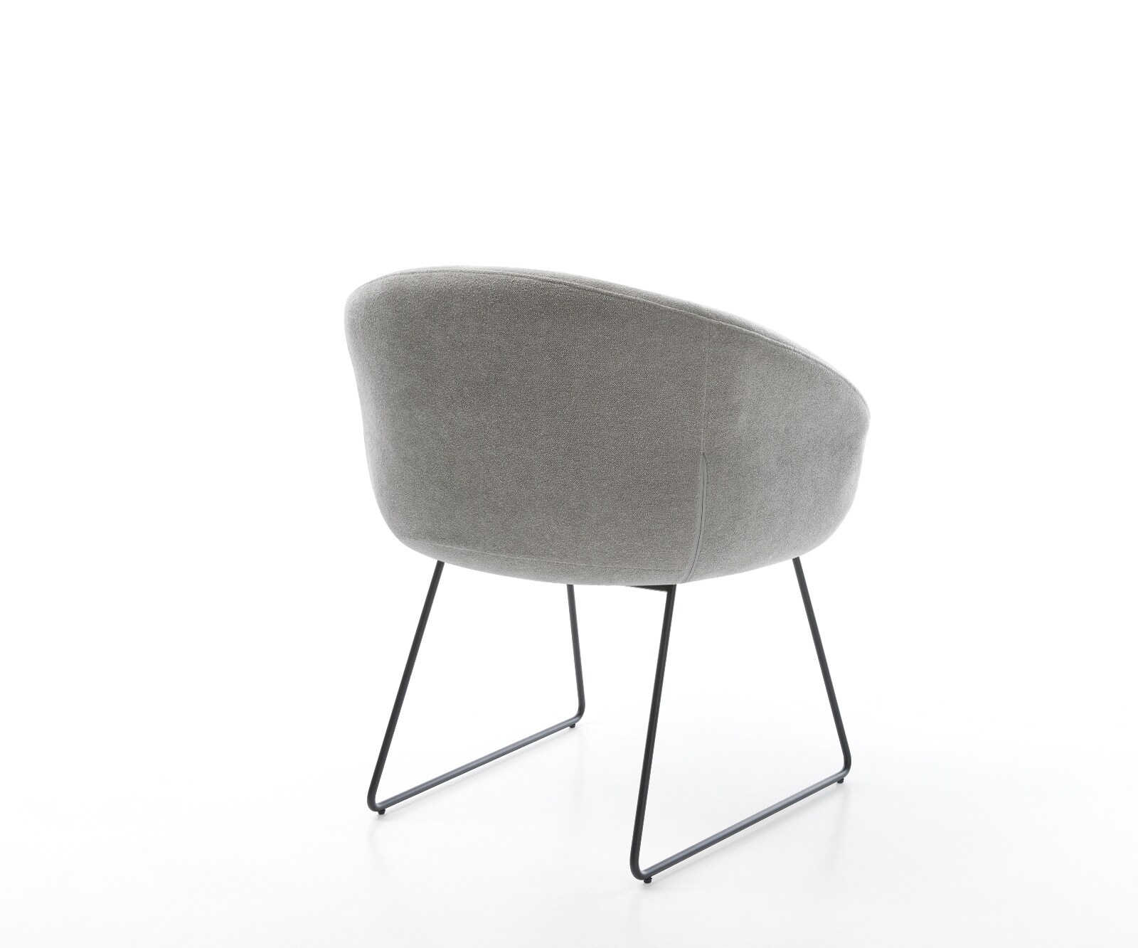 Chaise-de-salle-à-manger Vinka-Flex avec accoudoirs tissu structuré doux gris pied trapèze noir resorts ensachés 4