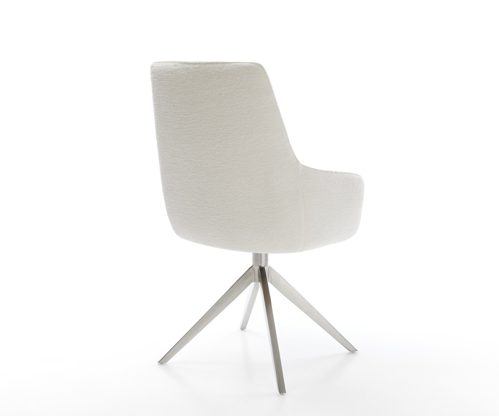 Chaise-pivotante Zelia-Flex avec accoudoirs bouclé doux beige pied croisé large acier inoxydable pivotement sur 360° fonction bascule resorts ensachés 4