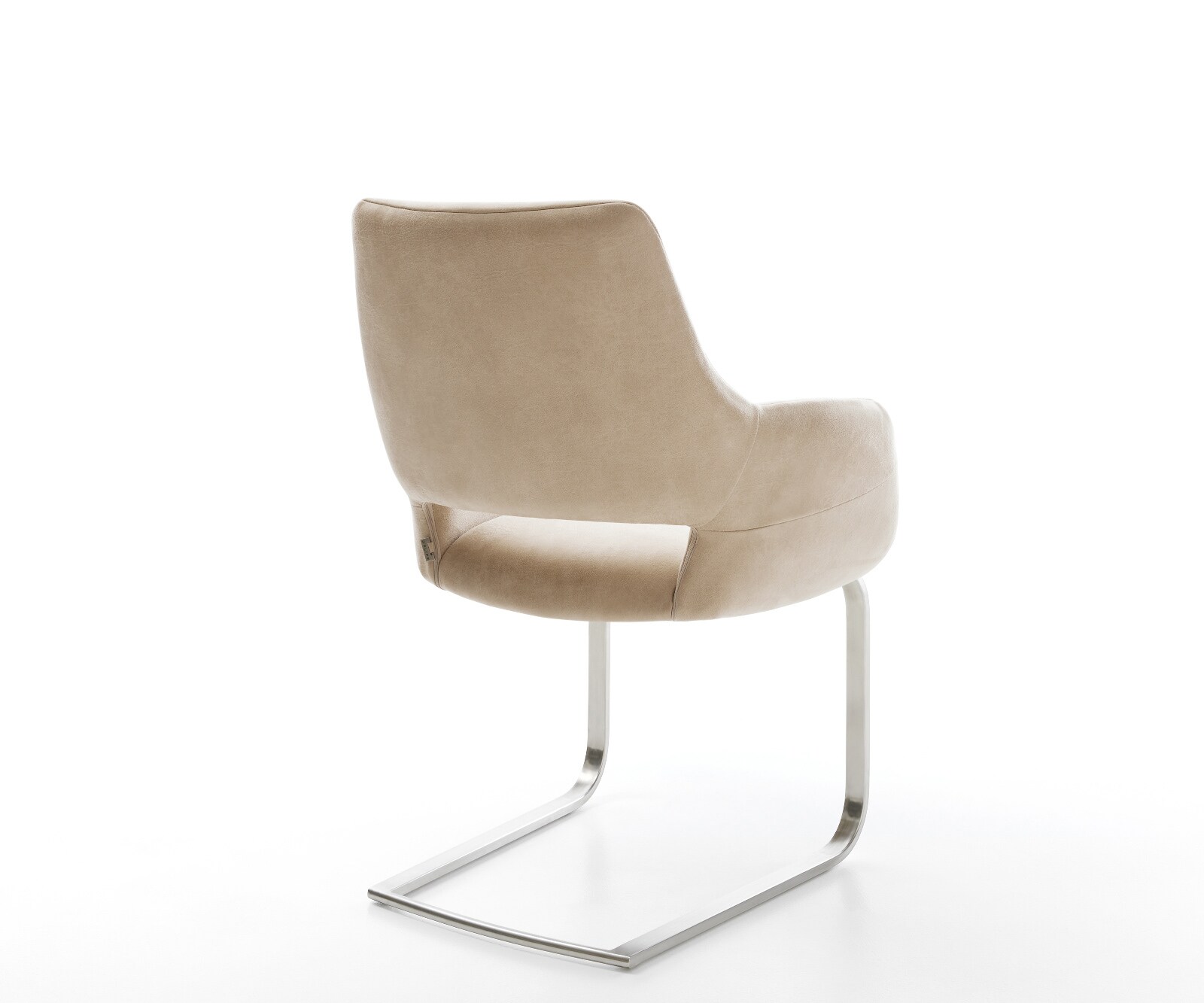 Cantilever Yago-Flex avec accoudoirs microfibre beige vintage pied cantilever plat acier inoxydable ressorts ensachés 4